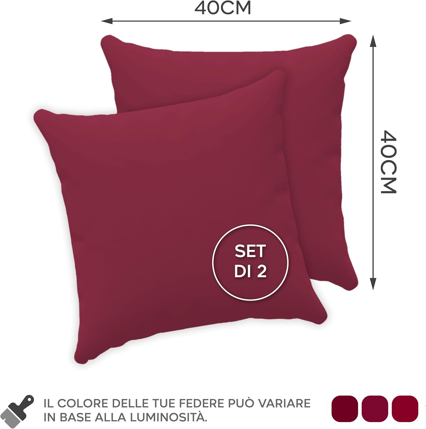 Detalle 2 de Federe Twinzen 2 pezzi per cuscino 40x40