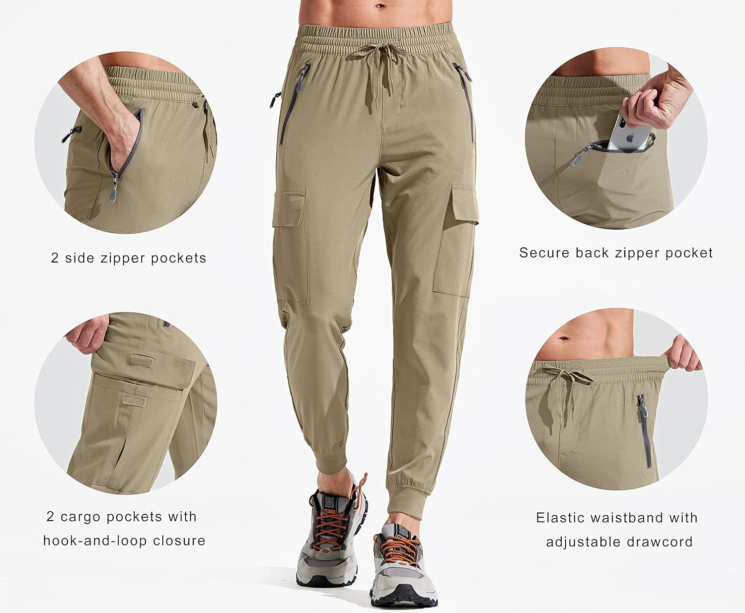 Thumbnail 2 de Libin Pantalon de Jogging Homme Léger à Séchage Rapide et Multi-poches – Randonnée, Voyage et Citywear