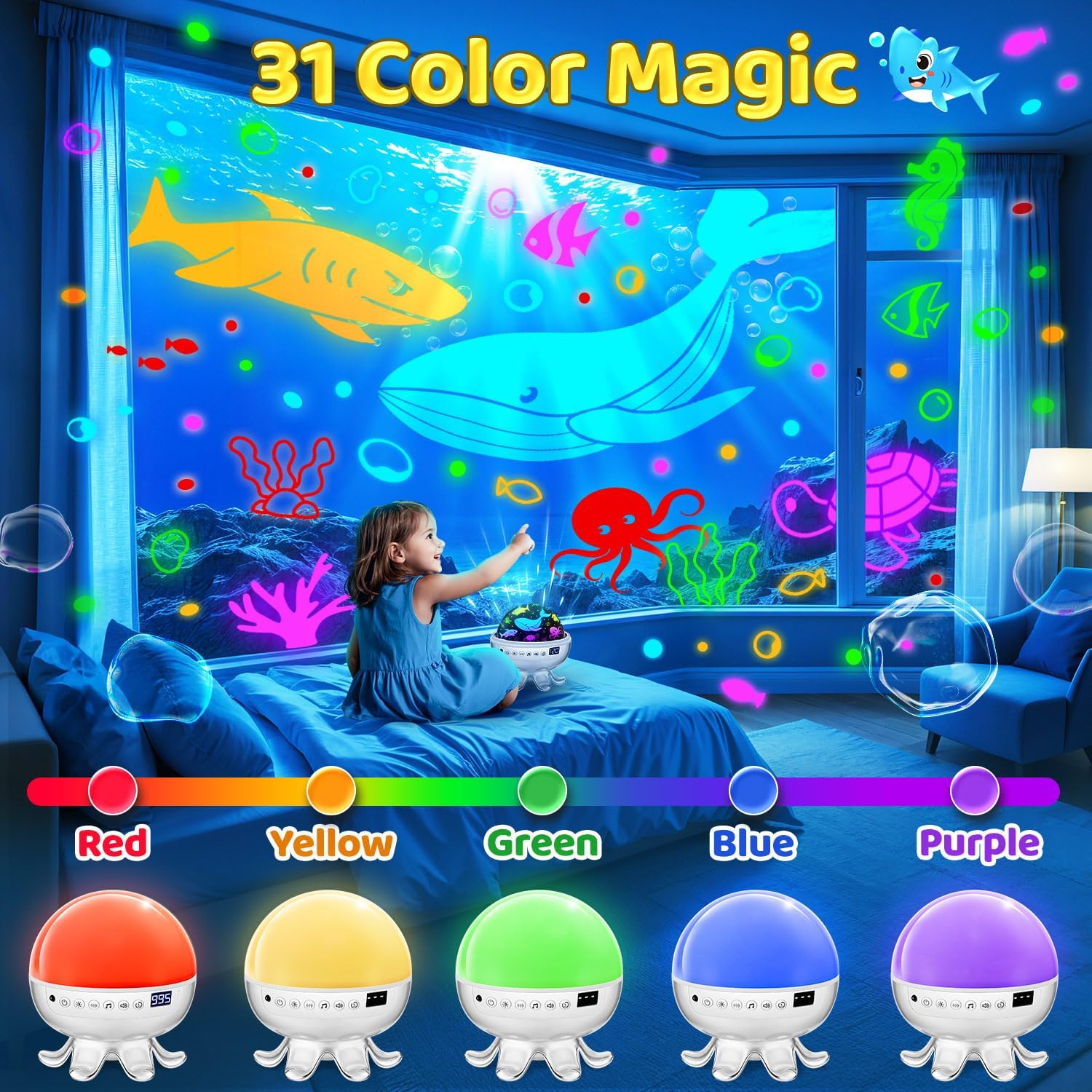 Detalle 2 de Kids Toys Puppy Projector 31‑Colour Night Light