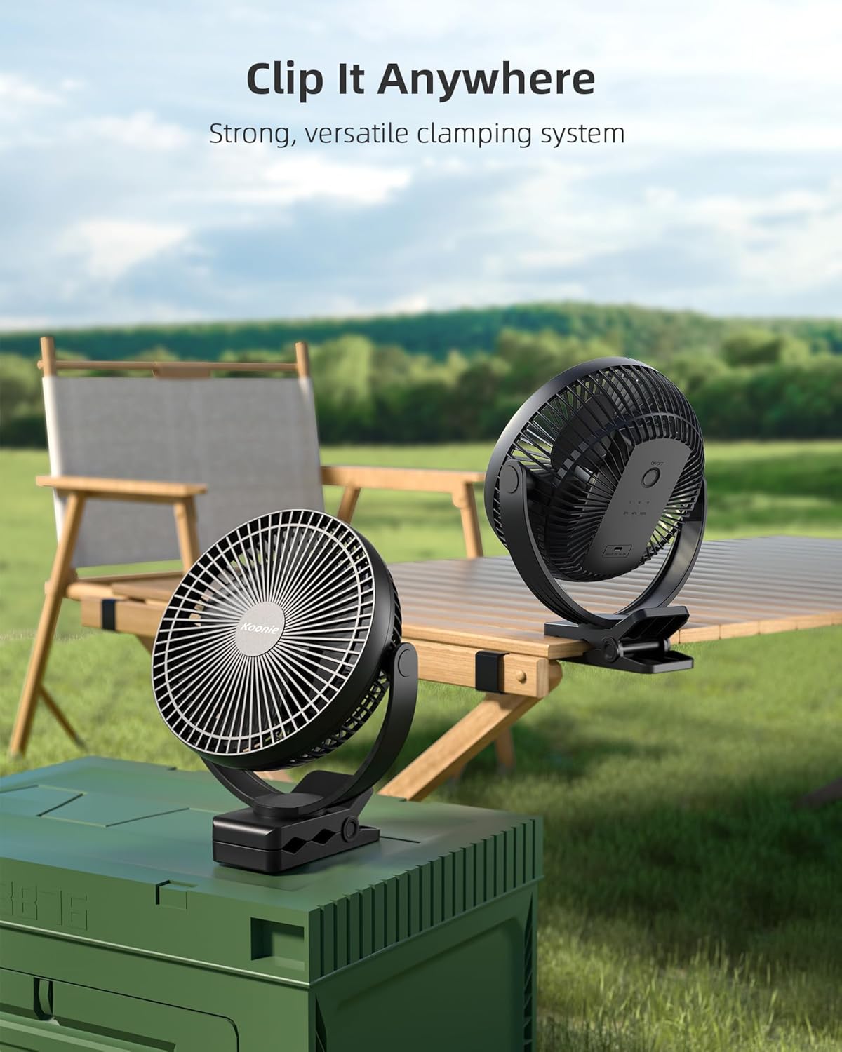 Thumbnail 3 de Koonie 8‑Inch Clip-On Fan 10000mAh Rechargeable 🔌🌀