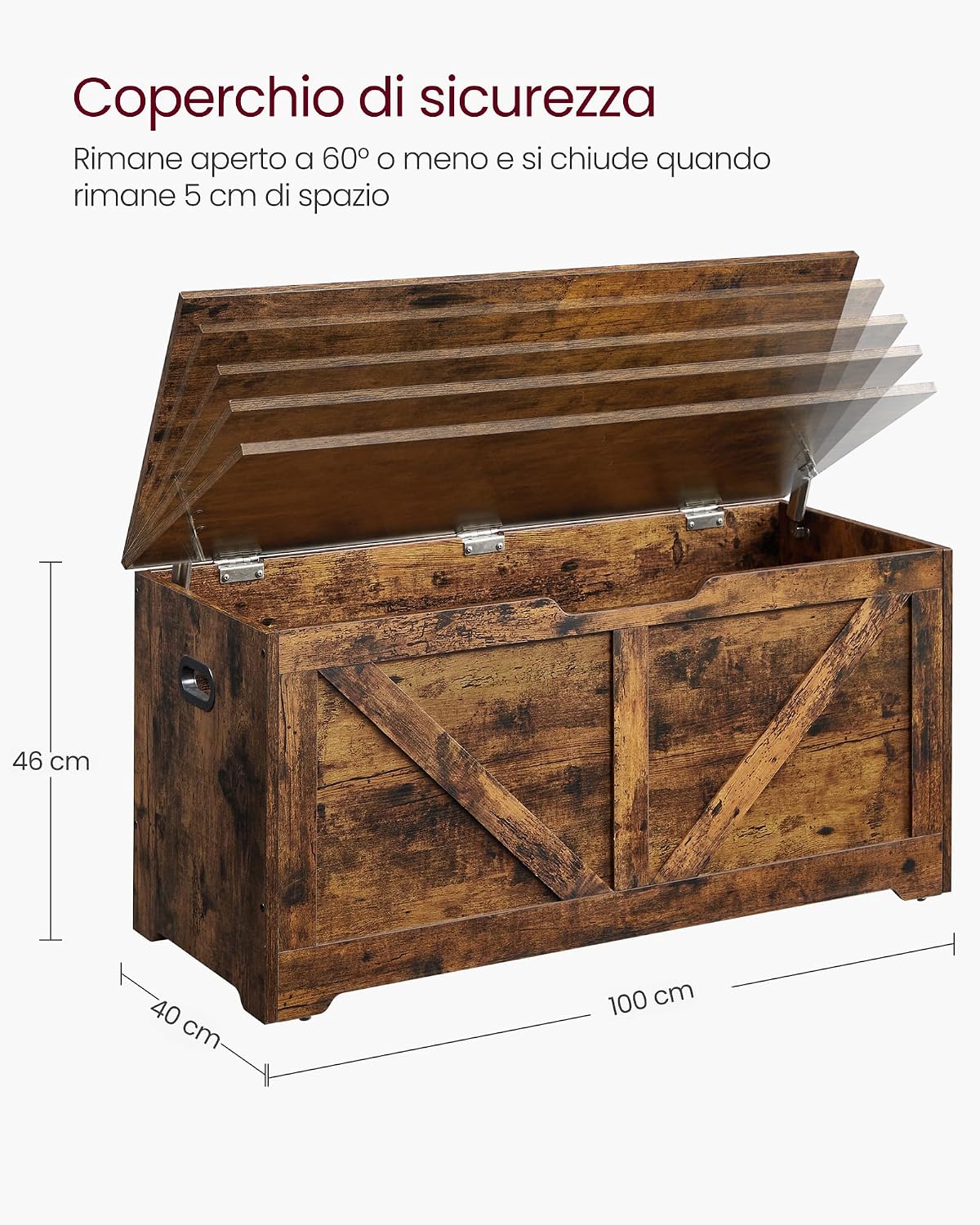Detalle de VASAGLE cassapanca LSB060T01, pouf 100 kg