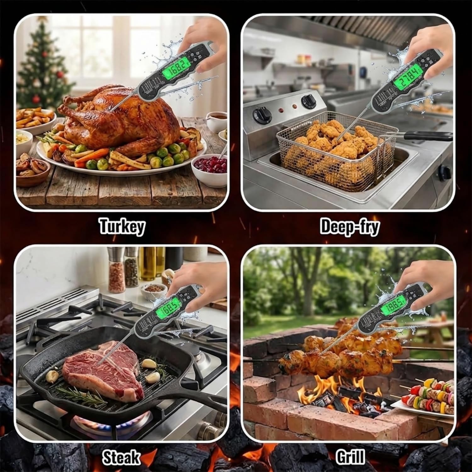 Detalle de ZIKUREL Digital Instant-Read Meat Thermometer, Waterproof with Backlit Display