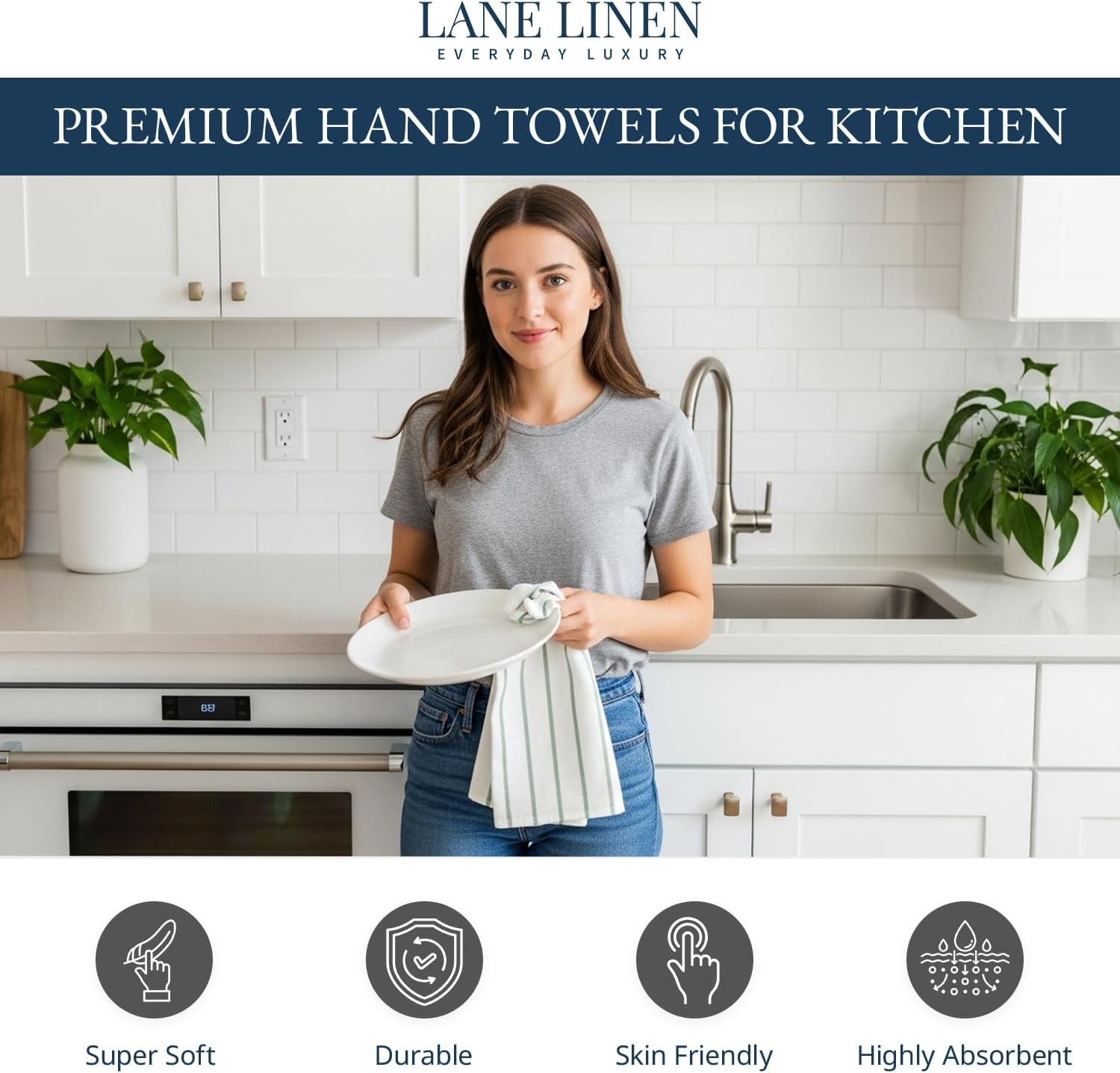 Thumbnail 1 de LANE LINEN Cotton Kitchen Towels 18"x28"