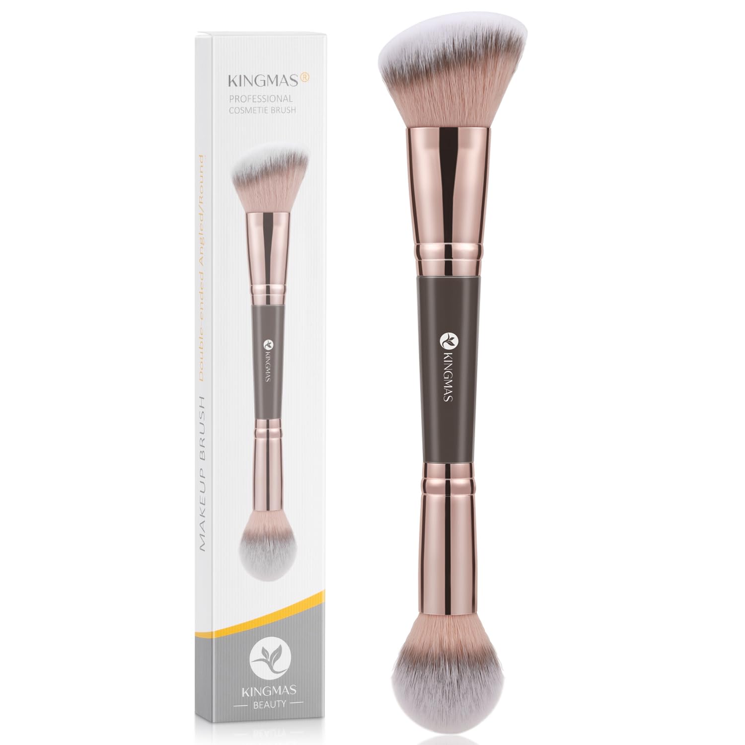 Detalle de KINGMAS Double-Ended Foundation Makeup Brush for Bronzer, Contour, Powder & Concealer