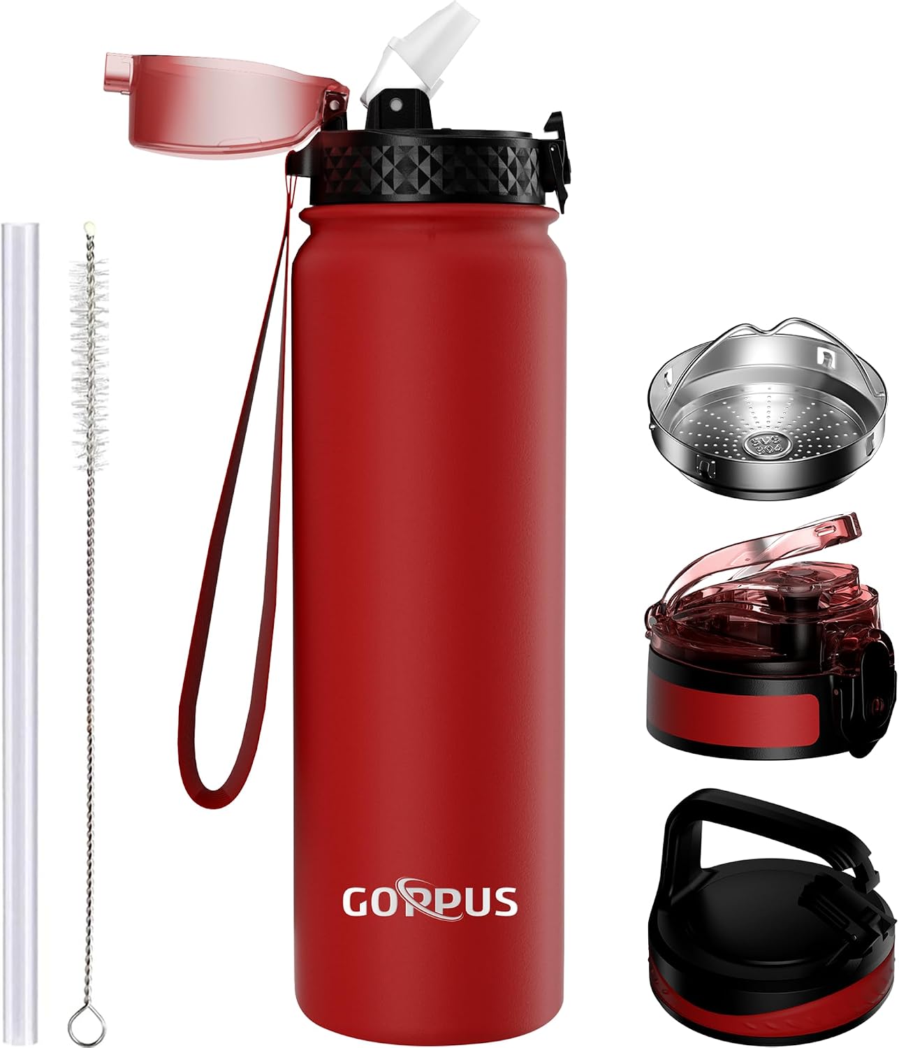 Detalle de GOPPUS 1L Stainless Water Bottle with Straw 💧