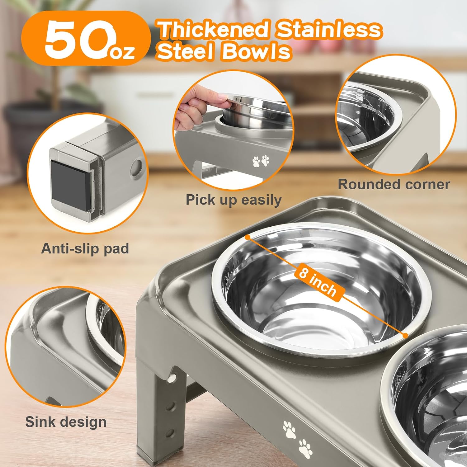 Detalle 2 de Raised Dog Bowl Stand, 50 oz