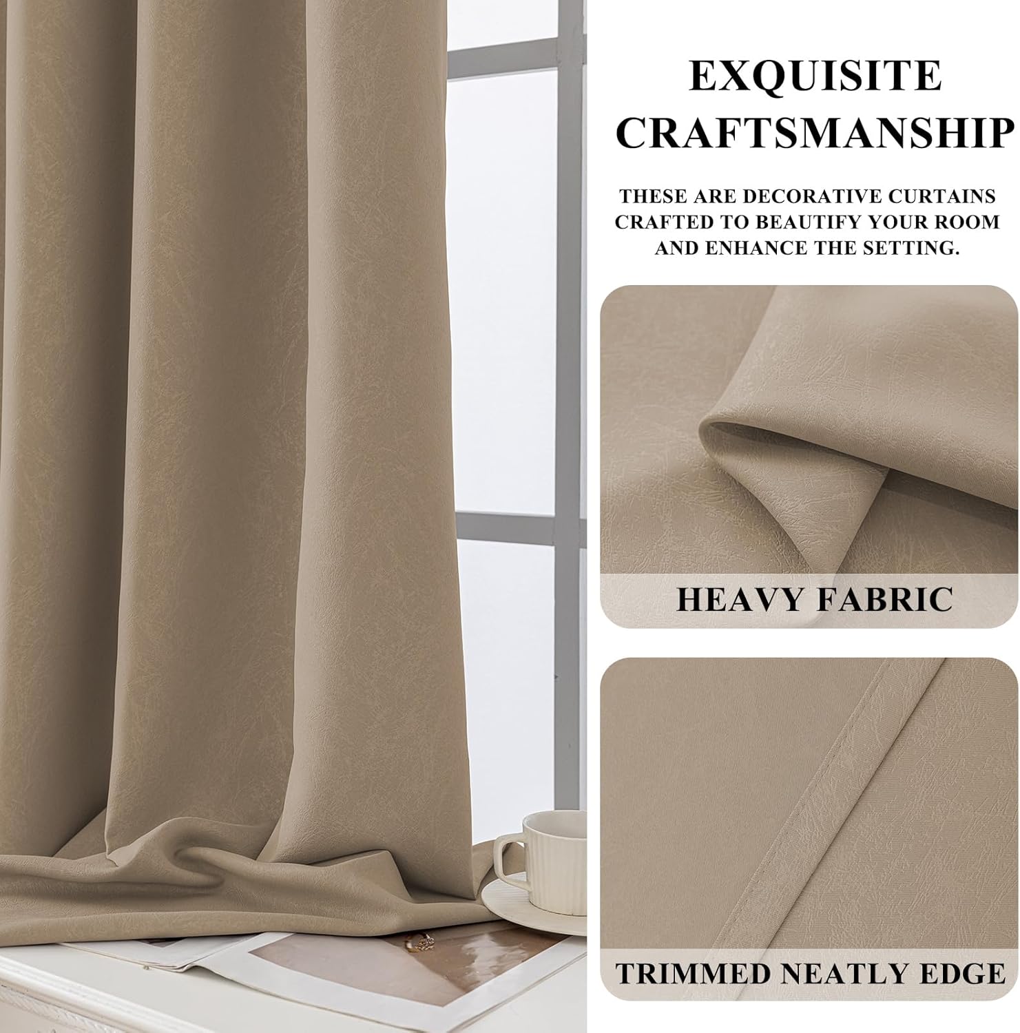 Thumbnail 4 de Lot de 2 rideaux occultants Ystyle 140x225 cm à œillets, isolants anti-froid et anti-chaleur