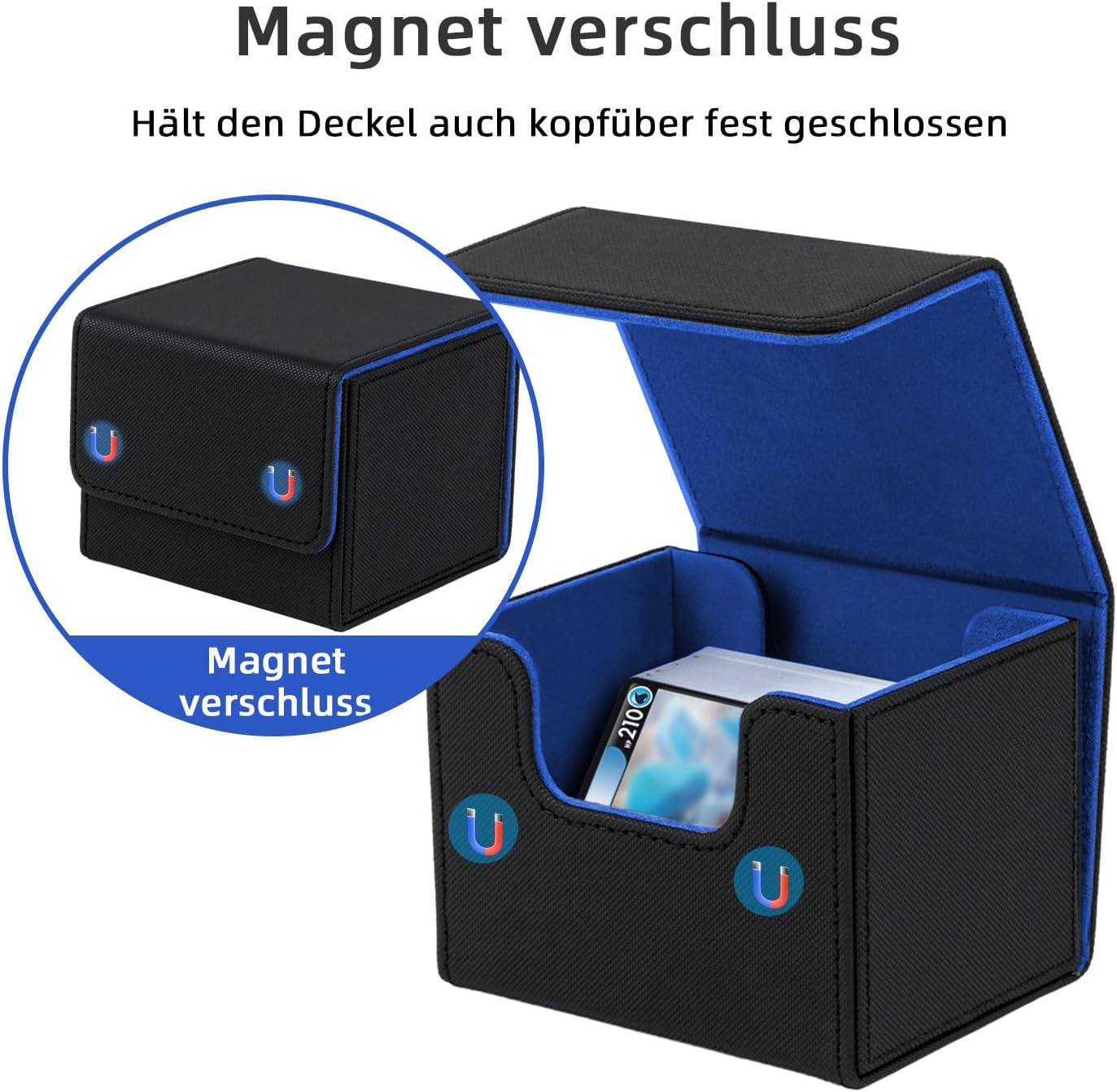 Detalle 2 de Tolesum Card Deck Box für MTG & Commander – Sammelkartenbox mit magnetischem Verschluss (für 100+ Karten, horizontal)