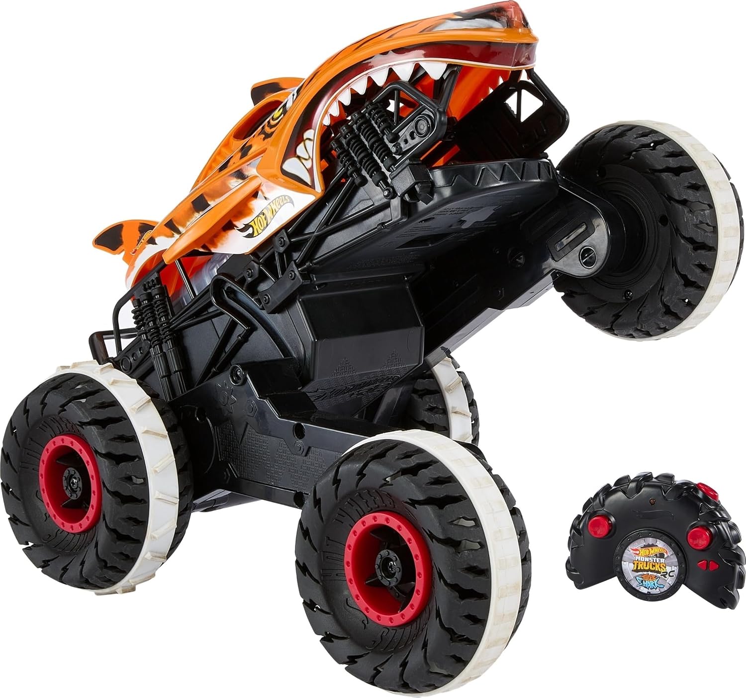 Hot Wheels Monster Trucks Tiger Shark l'Inarrestabile – Veicolo radiocomandato 1:15 4x4 per bambini 4+ anni (HGV87)