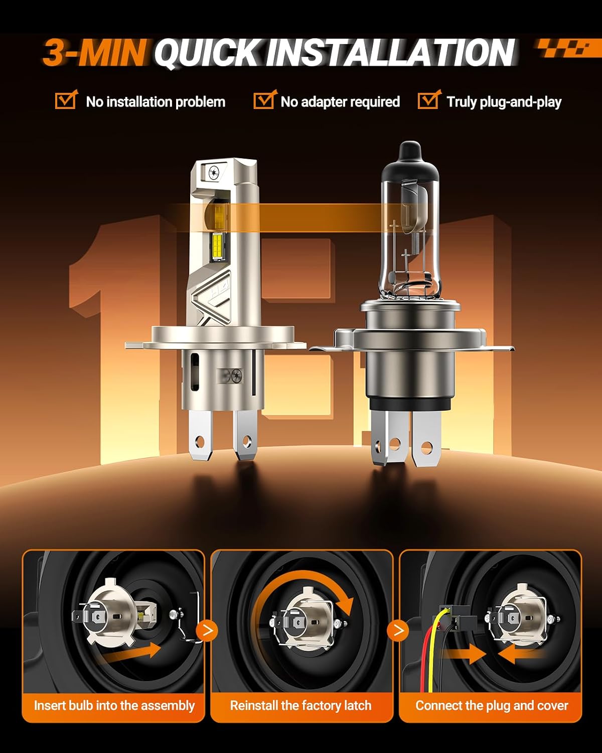 Detalle 2 de SEALIGHT ampoules LED H7 32000 lm 6500 K, kit conversion halogène Plug and Play (2 pièces)