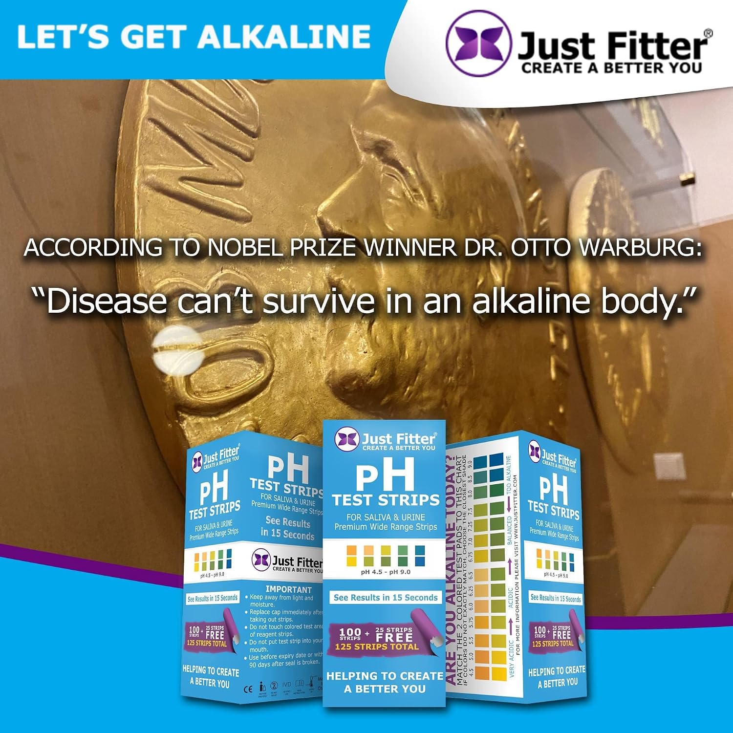 Thumbnail 6 de pH Test Strips for Body Alkaline & Acid Levels — Just Fitter (125 Strip Kit)