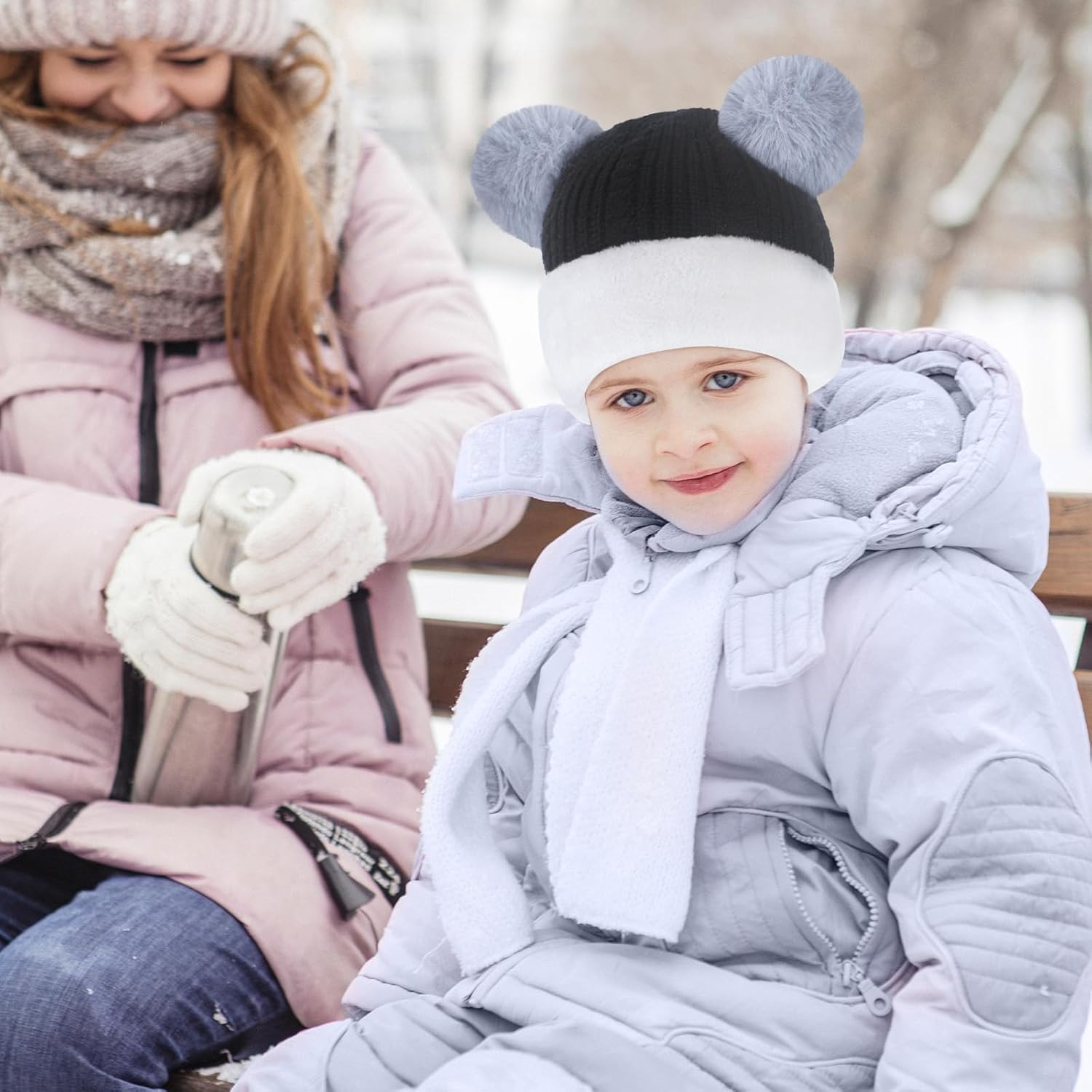 Detalle de Yimomoyi Kids Winter Warm Hat & Scarf (Fleece, Earflap Beanie/Balaclava) for 3–6 Years