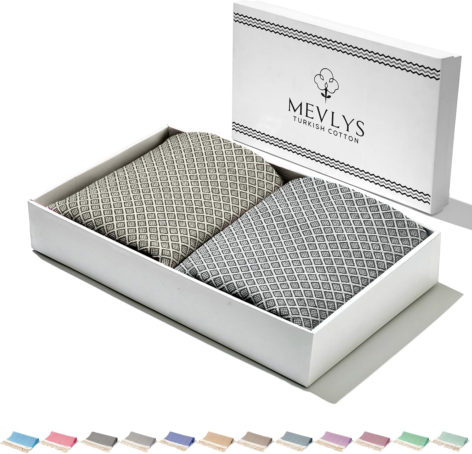 Thumbnail 6 de MEVLYS Saunatuch Hamamtuch 2er Set – 100x180 cm, Extra Leicht, Baumwolle, Petrol Blau/Pastellbeige
