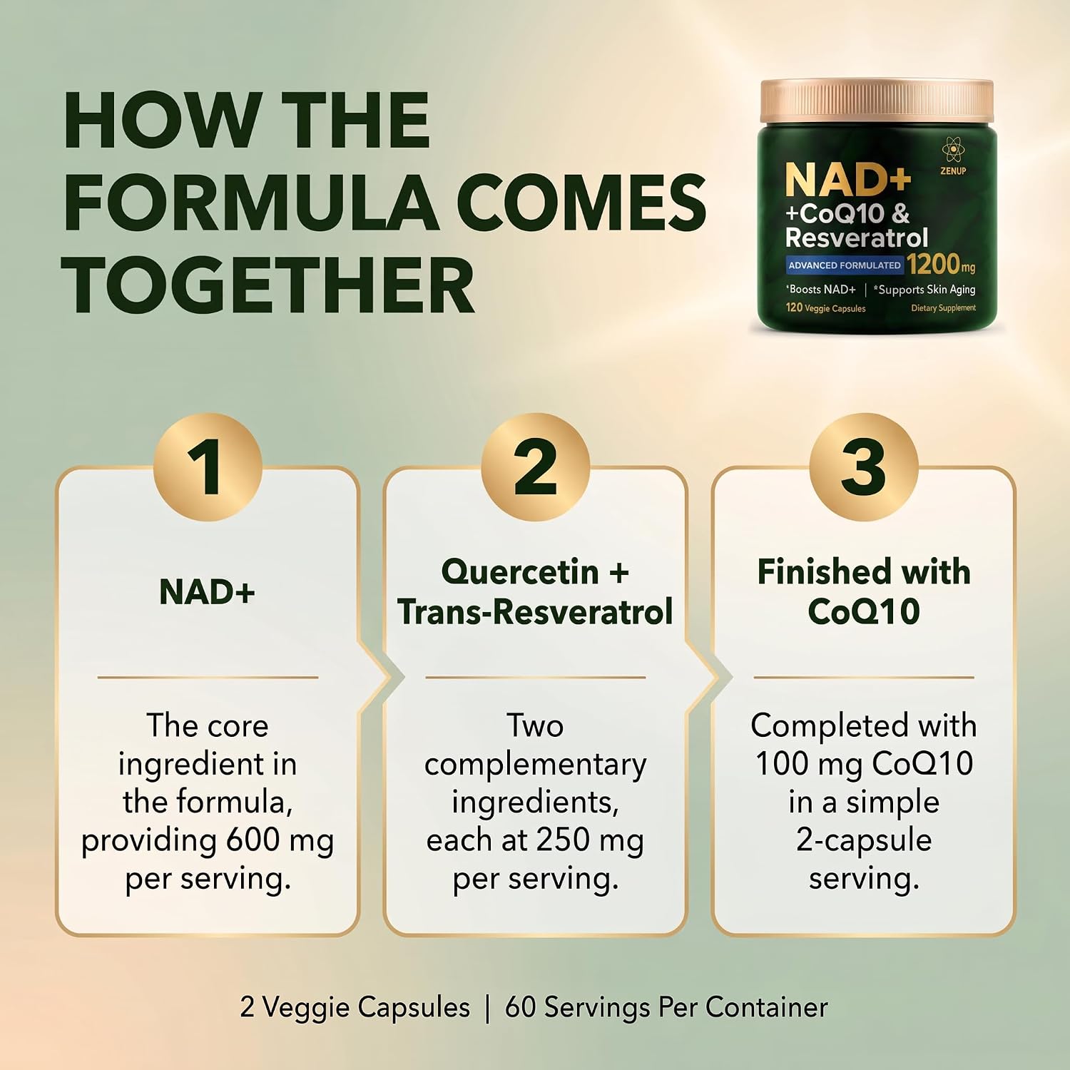 Detalle 1 de ZenUP NAD Supplement, 120 Veggie Capsules