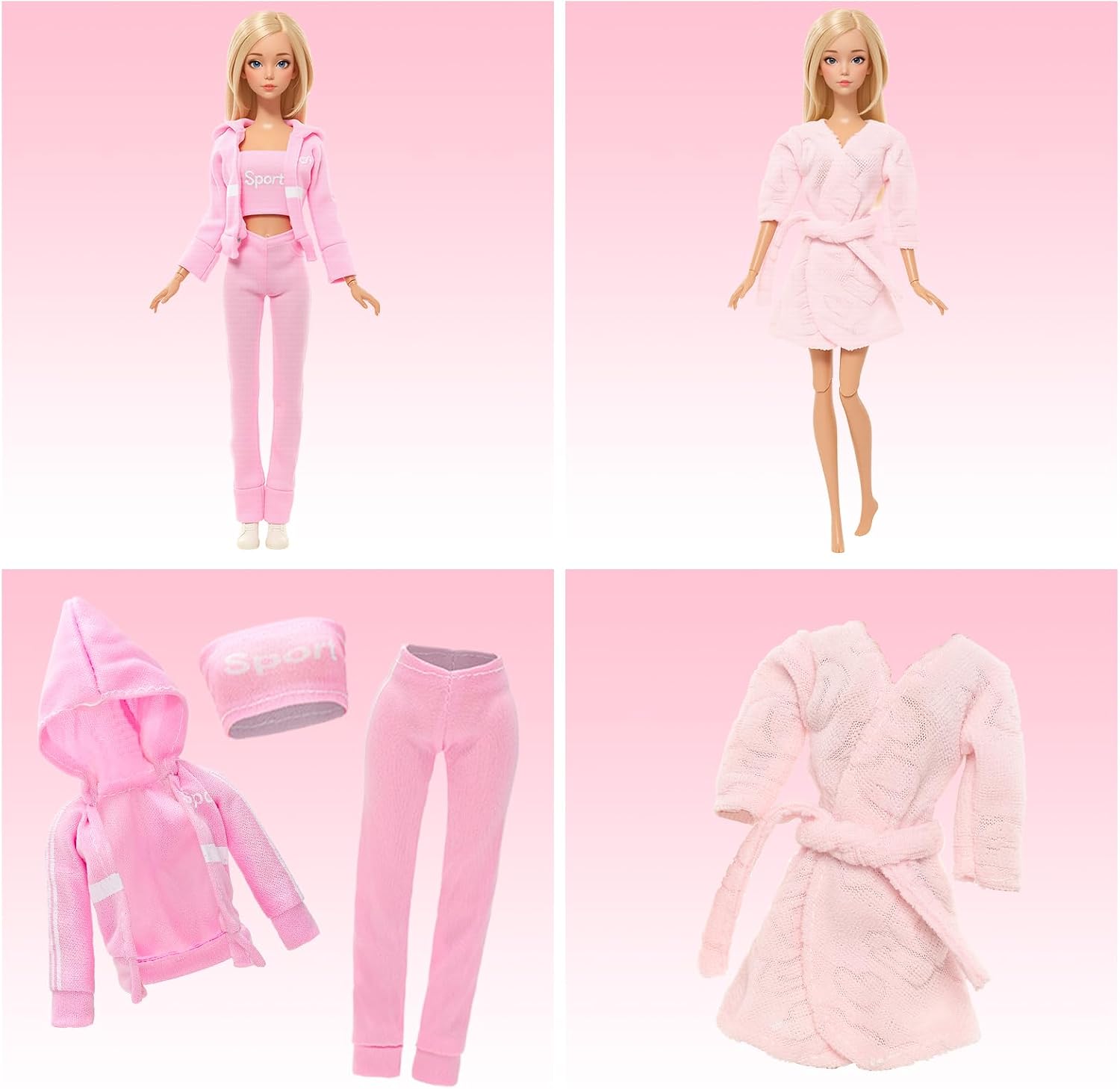 Thumbnail 6 de Miunana 9 Sets Doll Clothes Hooded Sports Suit – 11.5 Inch Outfit Pack for Dolls