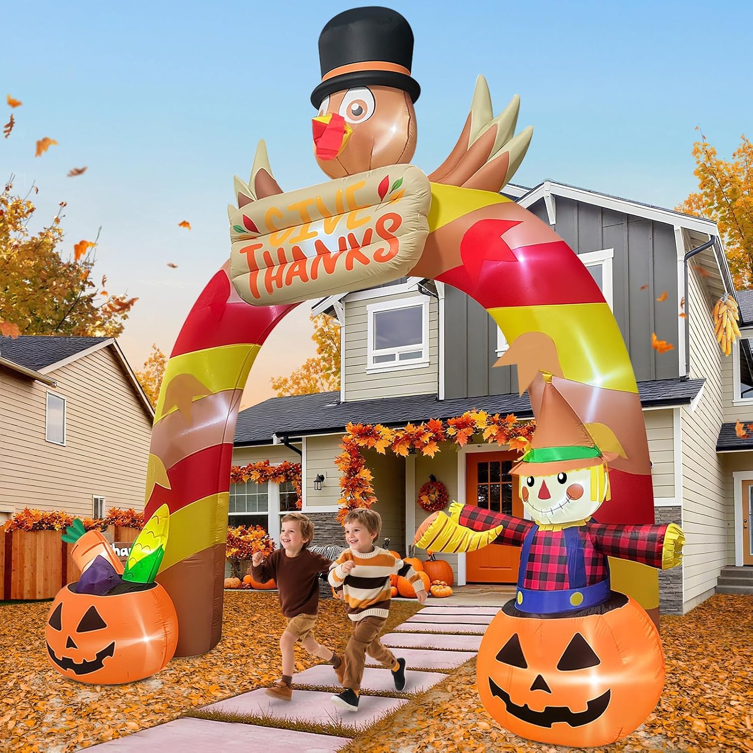 Detalle 2 de Kalolary Yeahwork-K071 12FT Thanksgiving Turkey Inflatable Archway with LED Lights