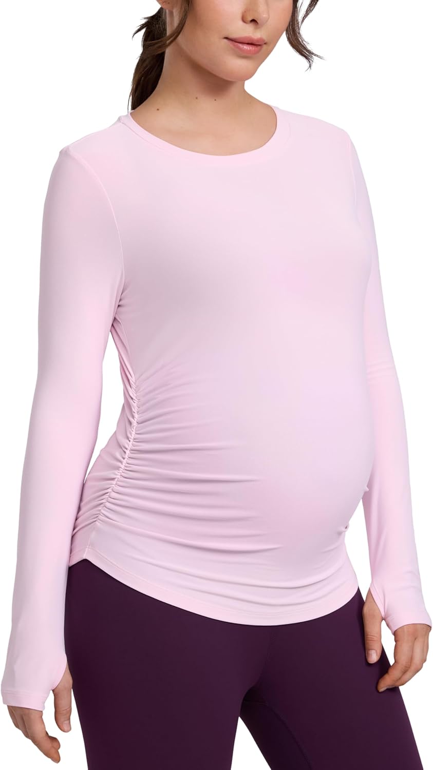 Thumbnail 6 de CRZ YOGA Womens Cloudweight Maternity Long Sleeve Tops Ruched: Lightweight, No-fuss Comfort for Pregnancy and Beyond