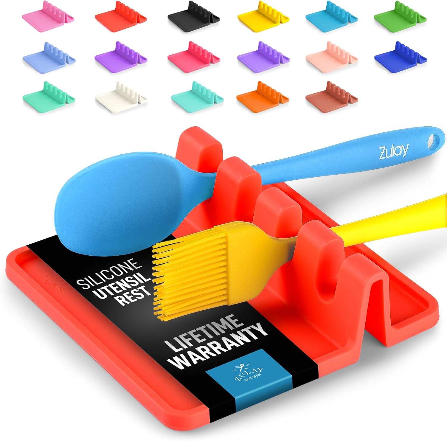 Detalle de Zulay Kitchen Silicone Spoon Rest, Red