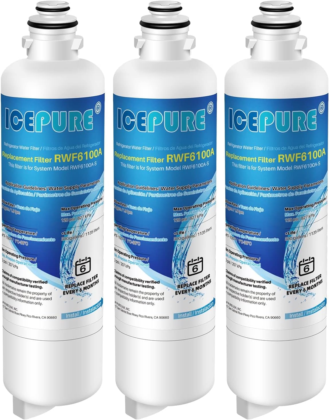Detalle de ICEPURE Refrigerator Water Filter 3-Pack