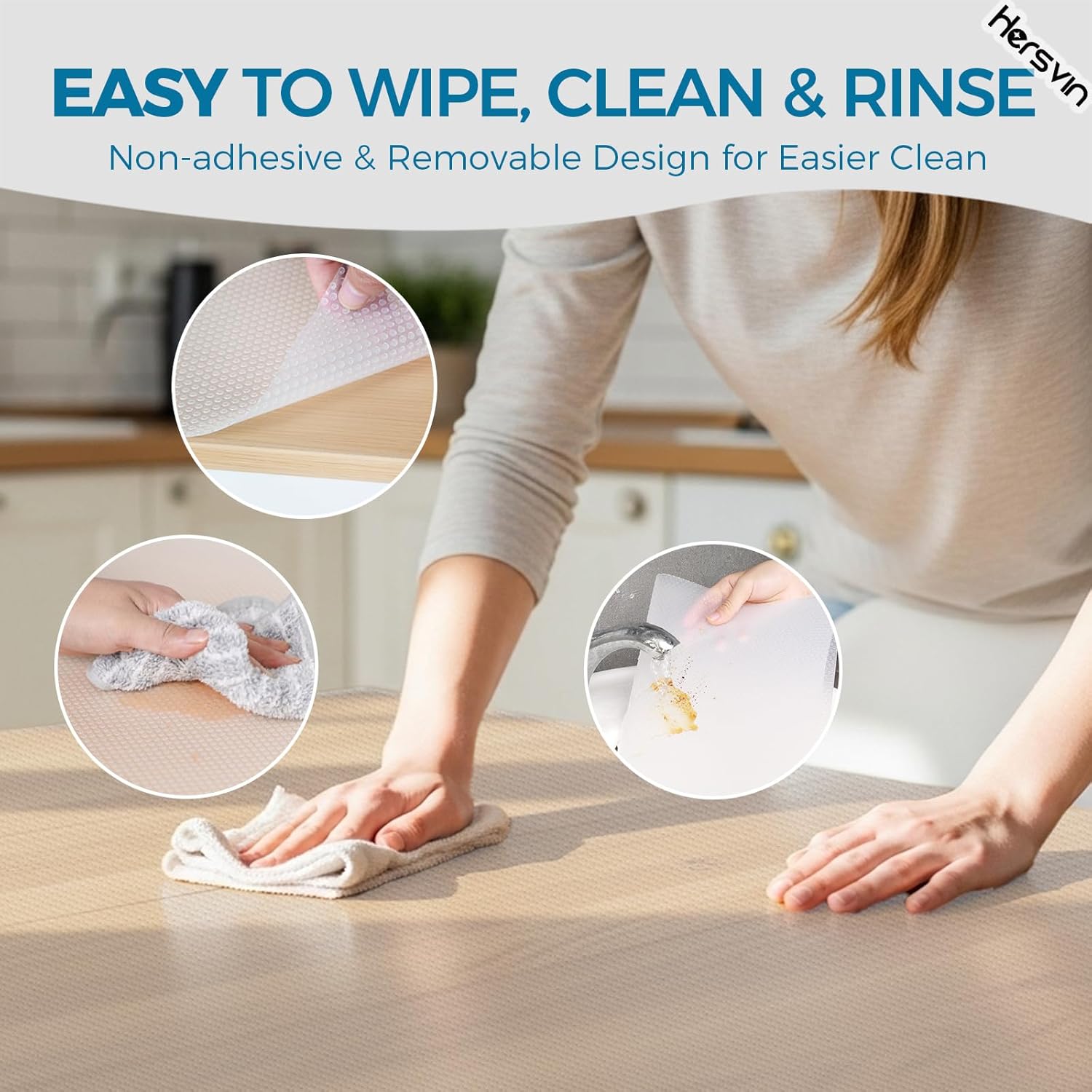 Thumbnail 5 de Hersvin Shelf Liners 22in x 20ft: Non-Adhesive EVA Cabinet & Drawer Protector in Clear Dot
