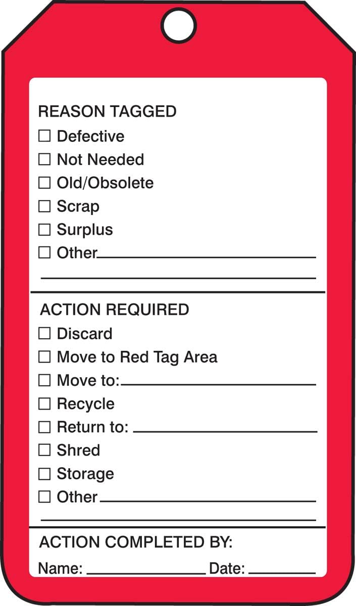 Detalle 2 de Accuform Signs MMT105CTP productiecontroletag, 5S Red Tag, rood, 25 stuks