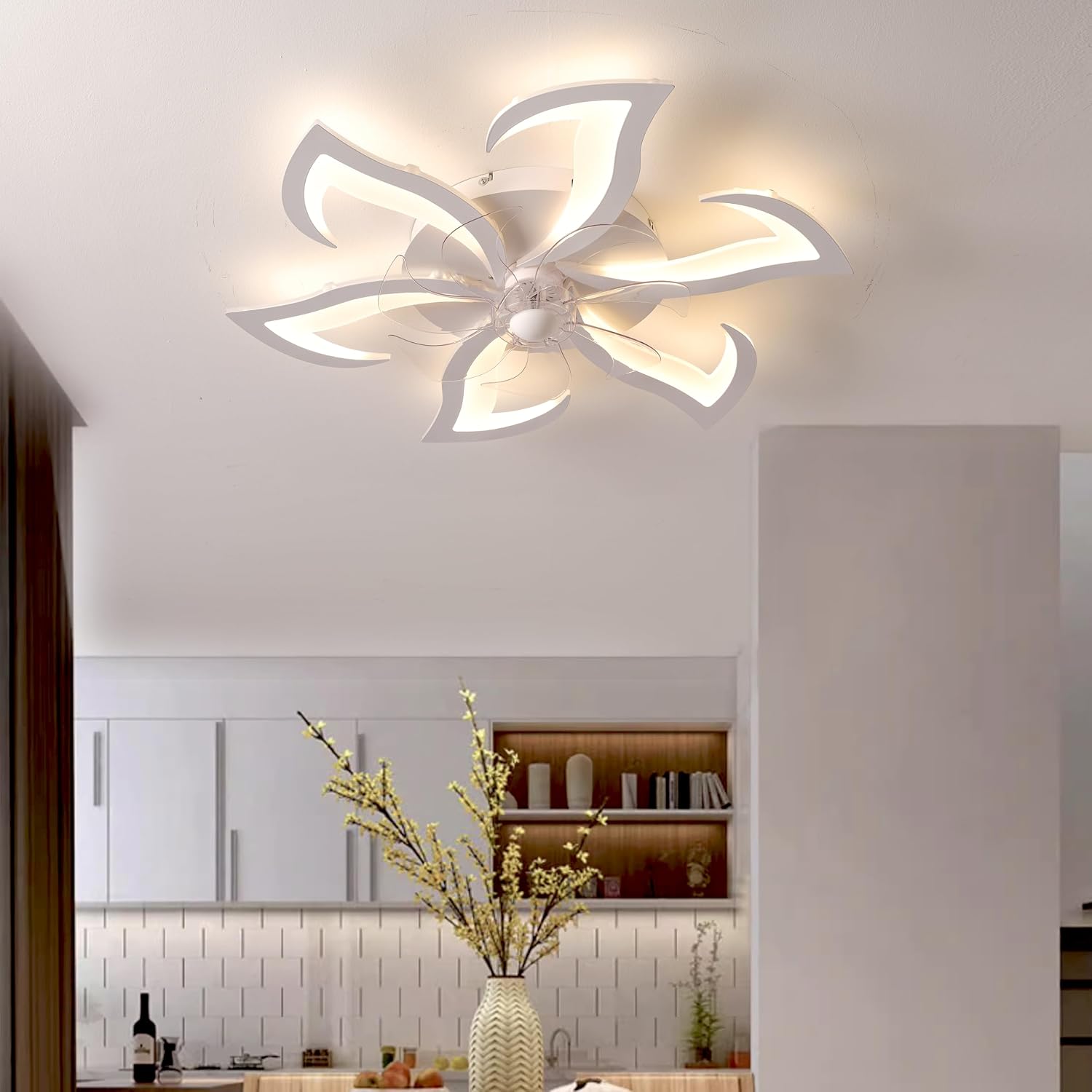 Detalle 2 de MYYCX Ventilatore da Soffitto con Luce e Telecomando, Dimmerabile LED Plafoniere – 70 cm