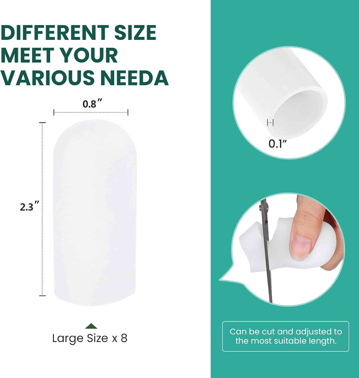 Detalle de Welnove Gel Toe Cap and Protector – Infused Silicone Toe Covers (8L, Clear)
