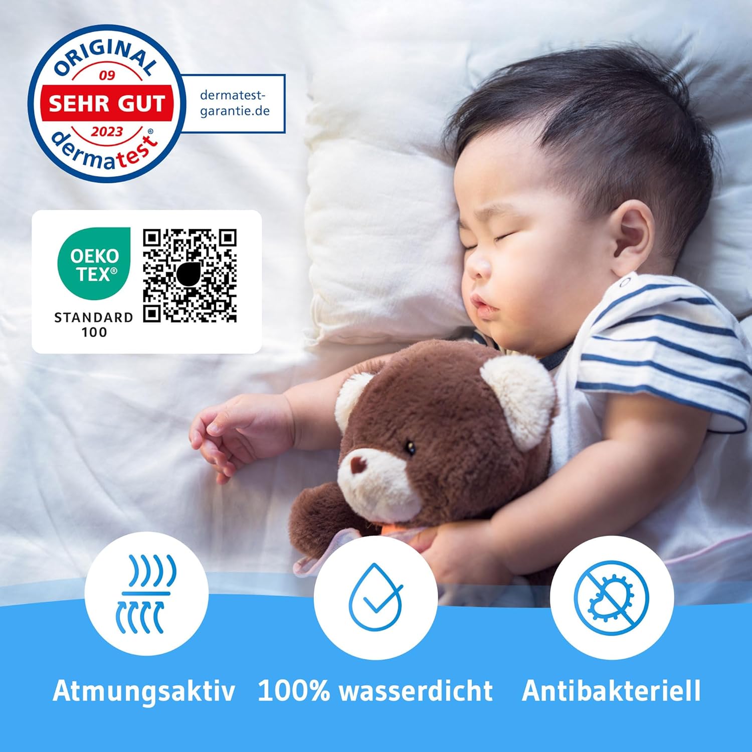 Thumbnail 2 de Matratzenschoner 100x200 cm wasserdicht & atmungsaktiv – antibakteriell, milbendicht (LISA)