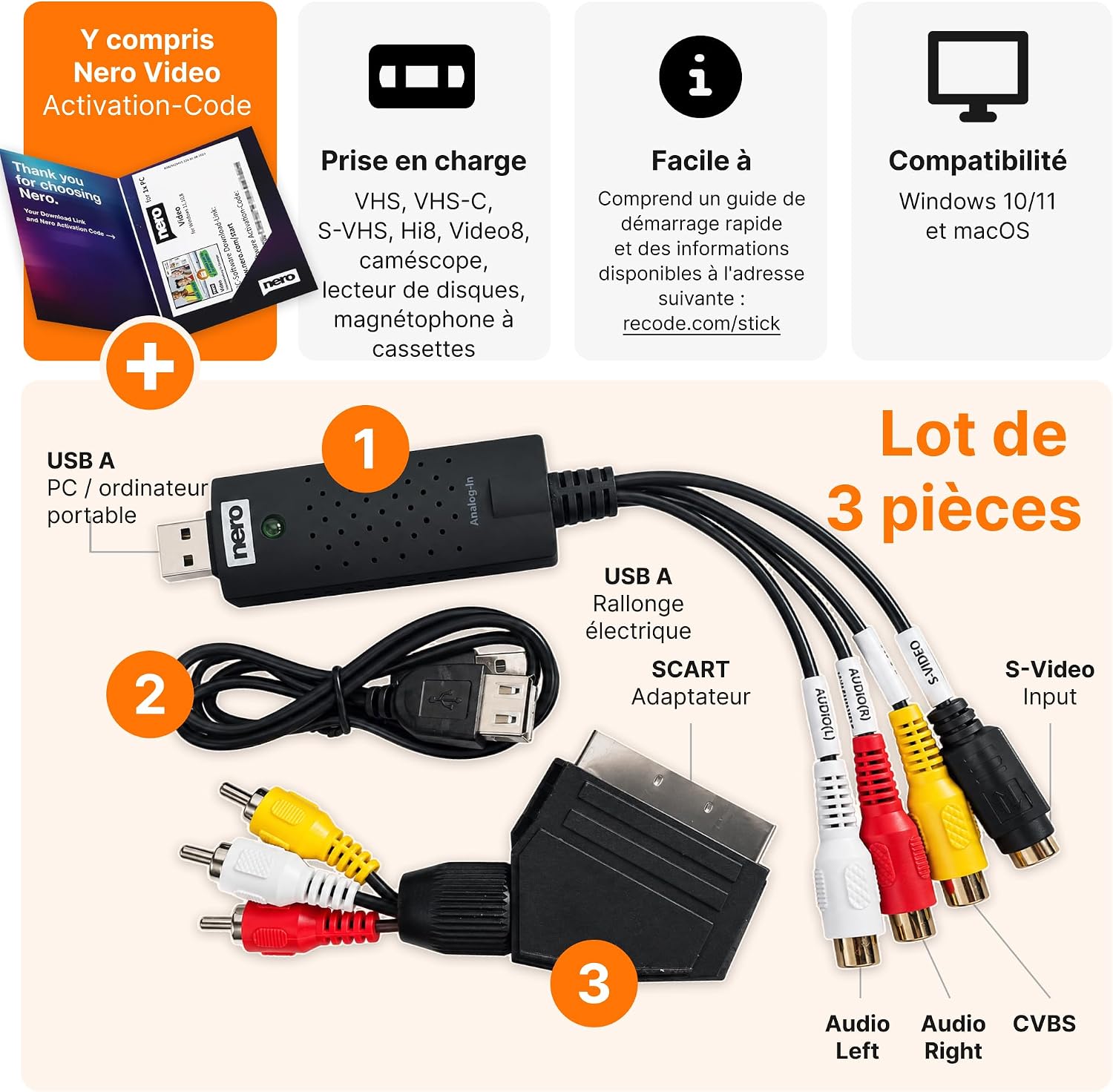 Detalle de Nero Sauvegarder vos cassettes vidéo – Numériser VHS, S-VHS et Hi8 sans connaissances techniques