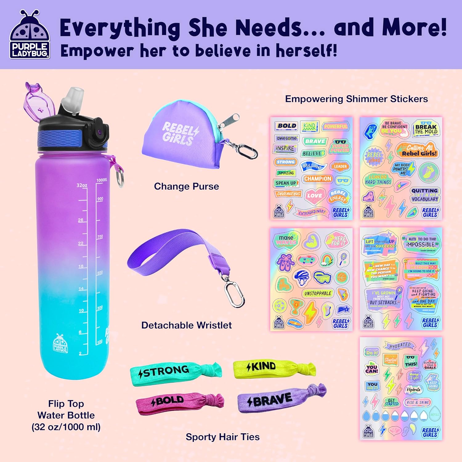 Thumbnail 2 de Purple Ladybug Rebel Girls bottle kit 1000 ml