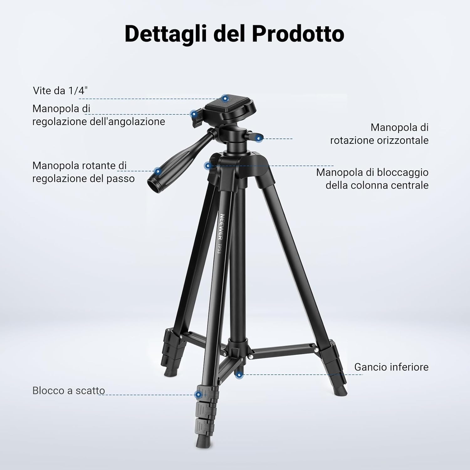 Thumbnail 5 de NEEWER TP53 Treppiede viaggio 146 cm