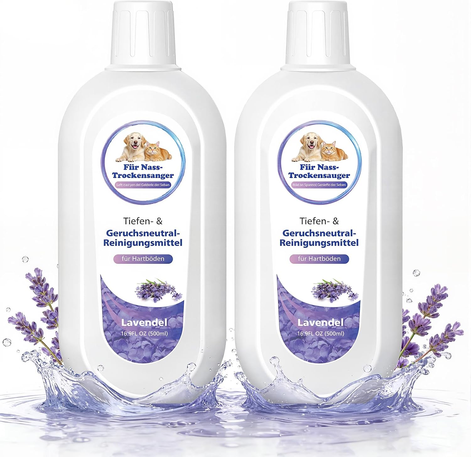 Detalle de VILLAPOOL vloerreiniger 2 x 500 ml met lavendelgeur, schuimarm voor Tineco
