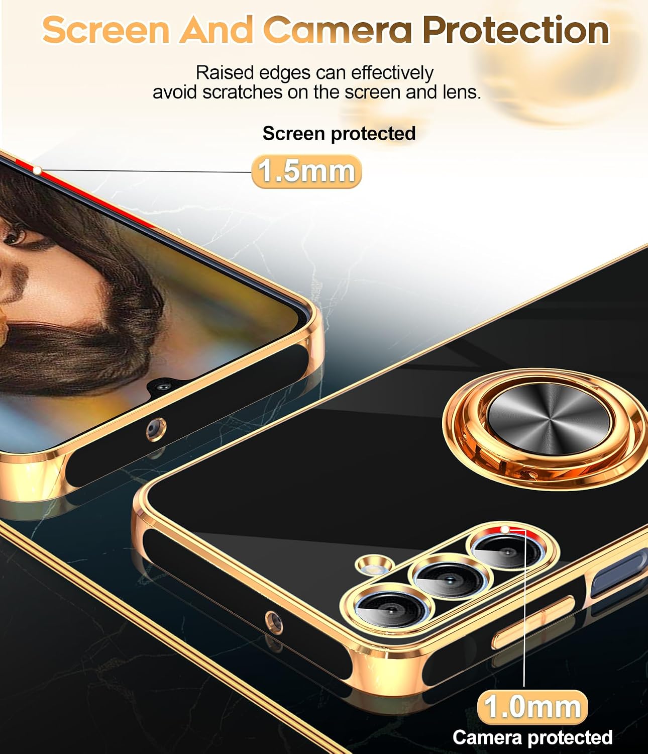 Detalle 1 de LeYi Galaxy A16 5G Case with 360° Magnetic Kickstand, Black TPU