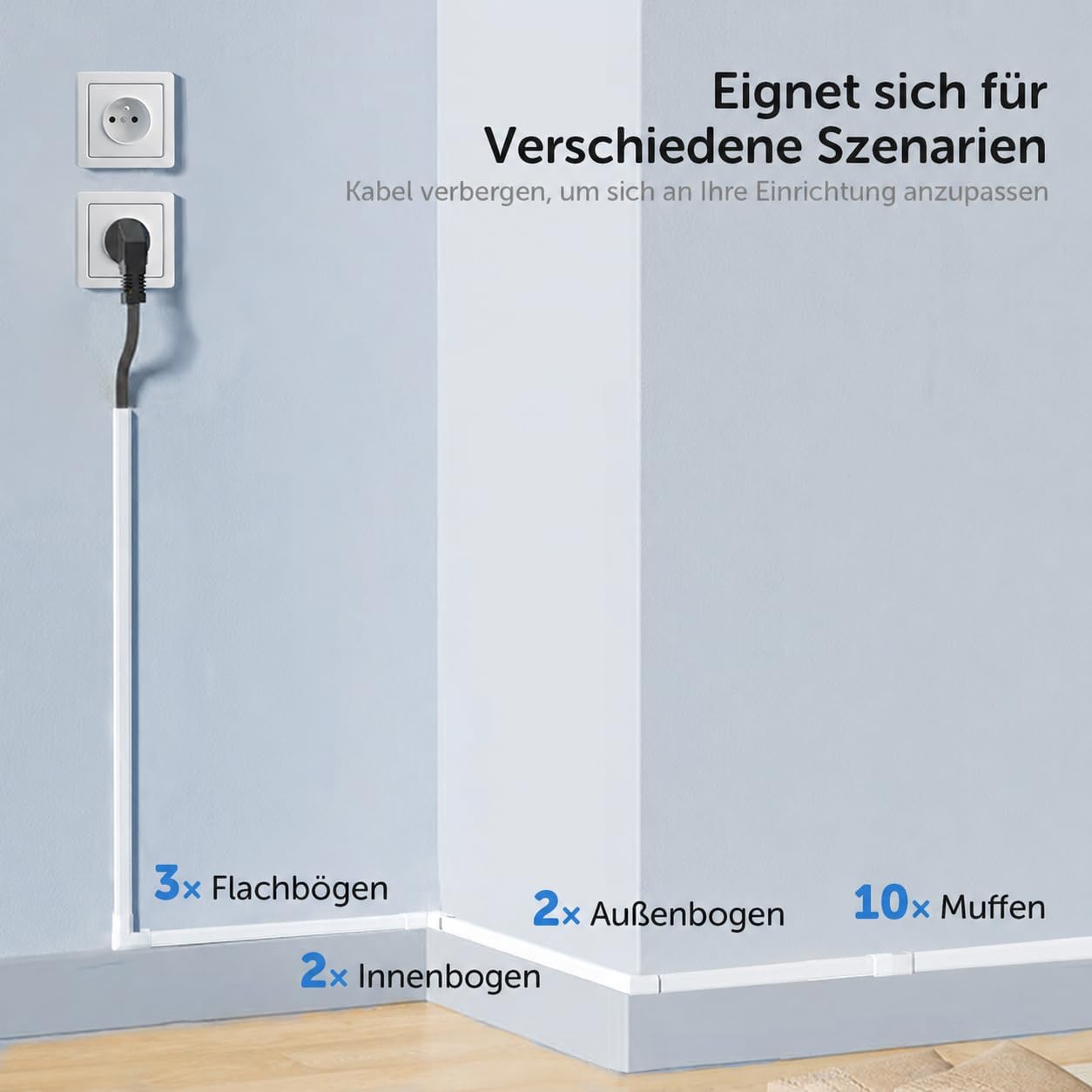 Thumbnail 4 de shinfly 4,8 m Kabelkanal Weiß 🔌