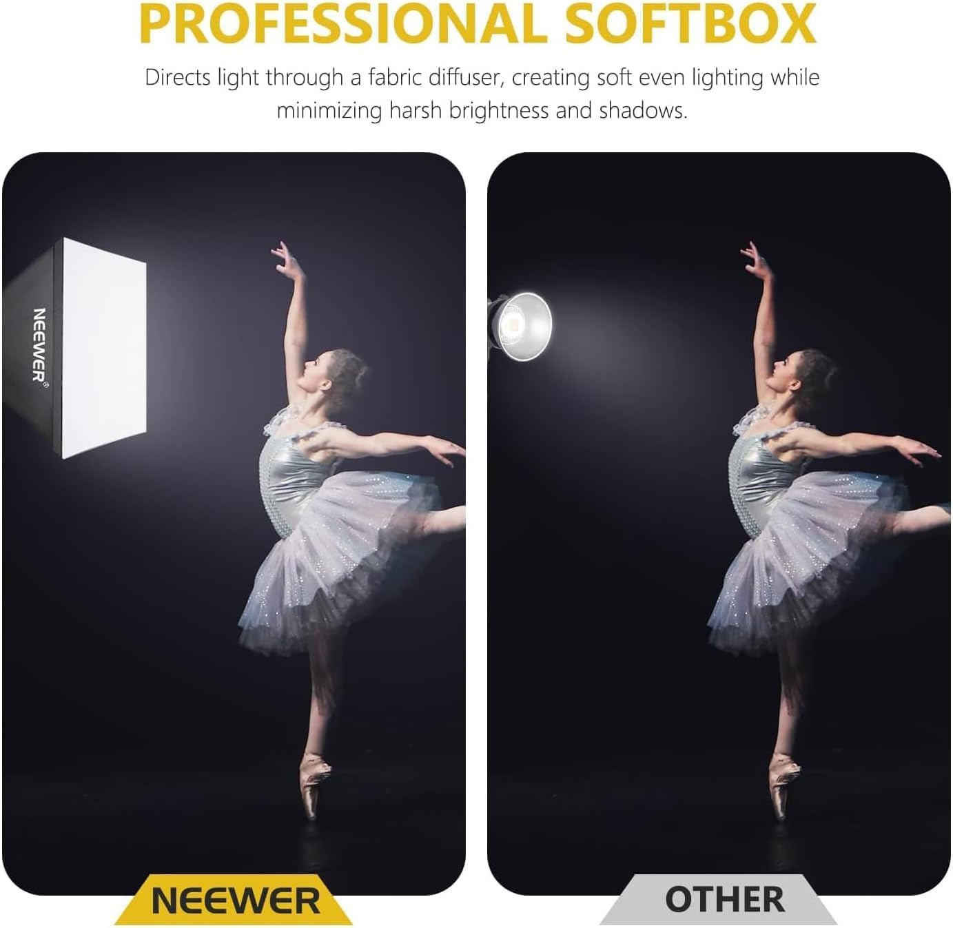 Thumbnail 4 de Neewer 700W Professional Photography Softbox Lighting Kit (24"x24" / 60x60cm) with E27 Socket & Stands