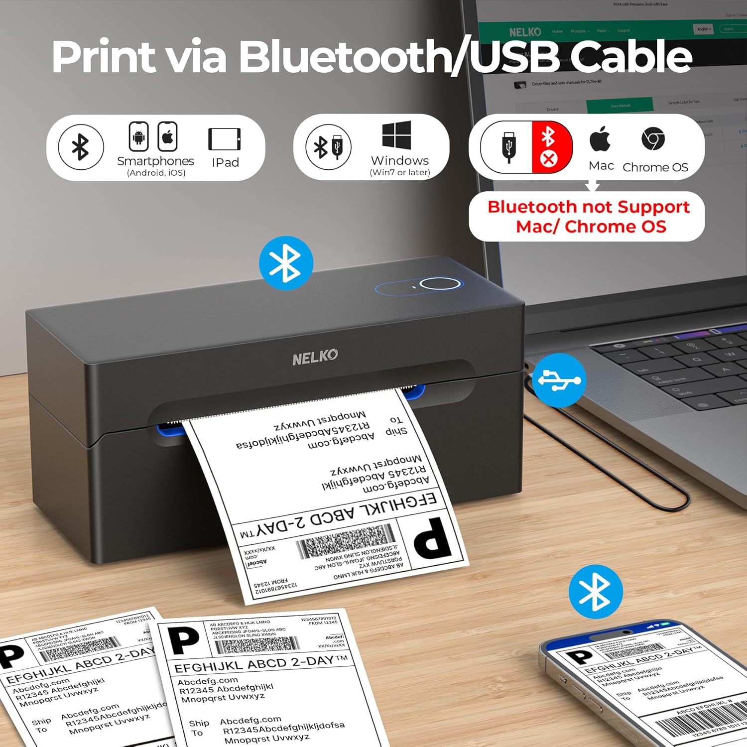 Detalle de Nelko Bluetooth Thermal Label Printer 📨