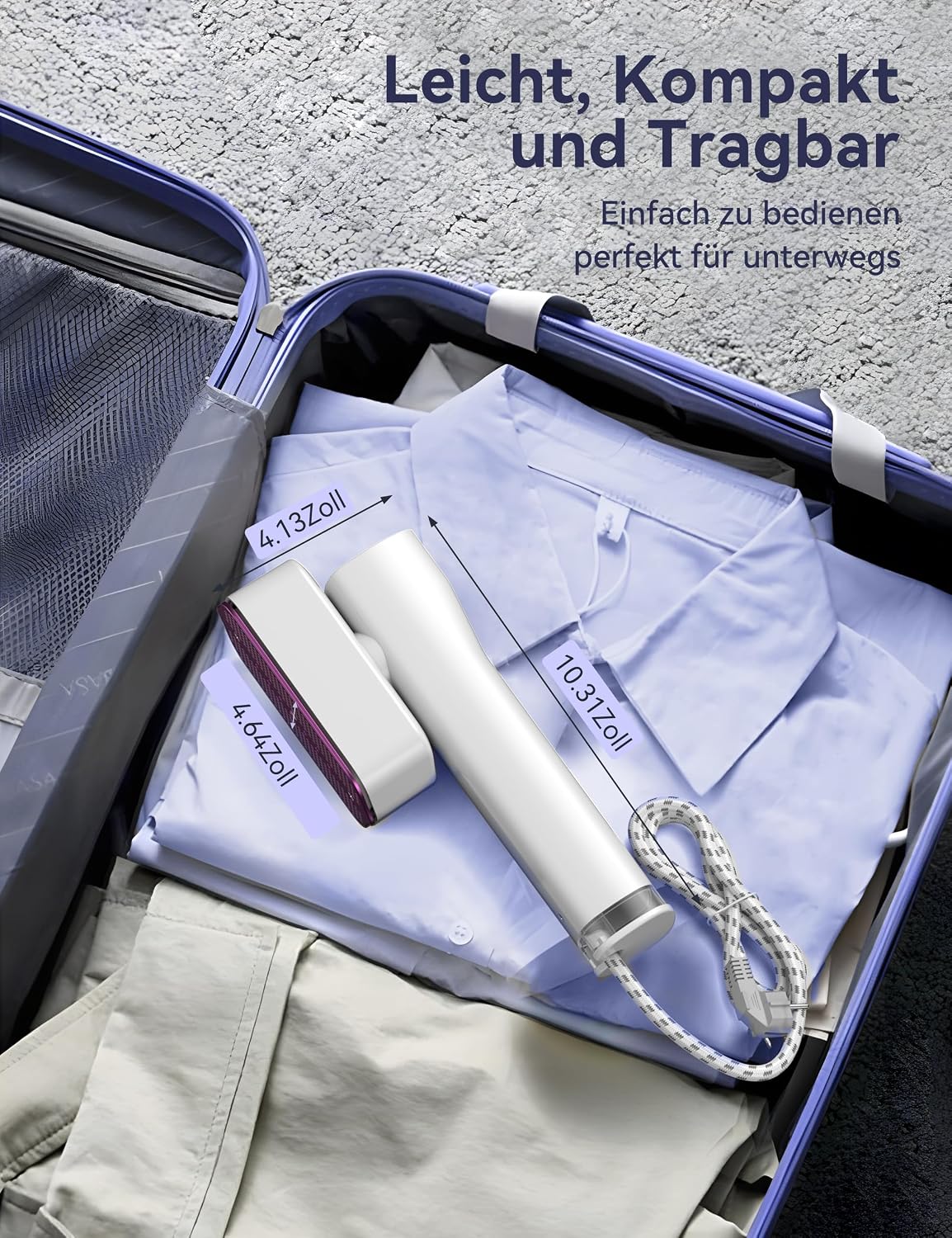 Detalle 2 de Sundu Dampfglätter 2-in-1 Reise-Dampfbügeleisen mit LED Display und 15 s Aufheizen