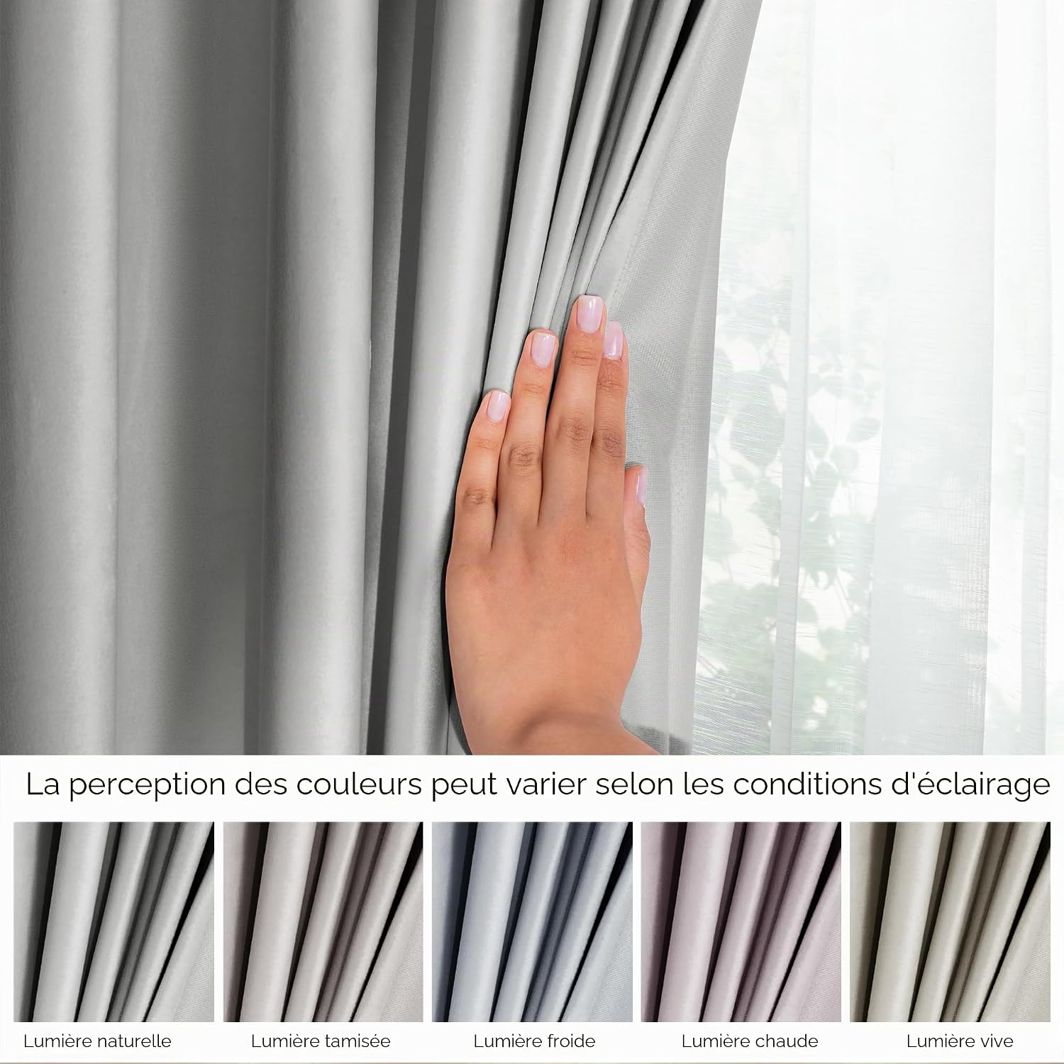 Detalle de AmeliaHome Rideau velours 1 pièce, œillets, occultant – 270 x 140 cm