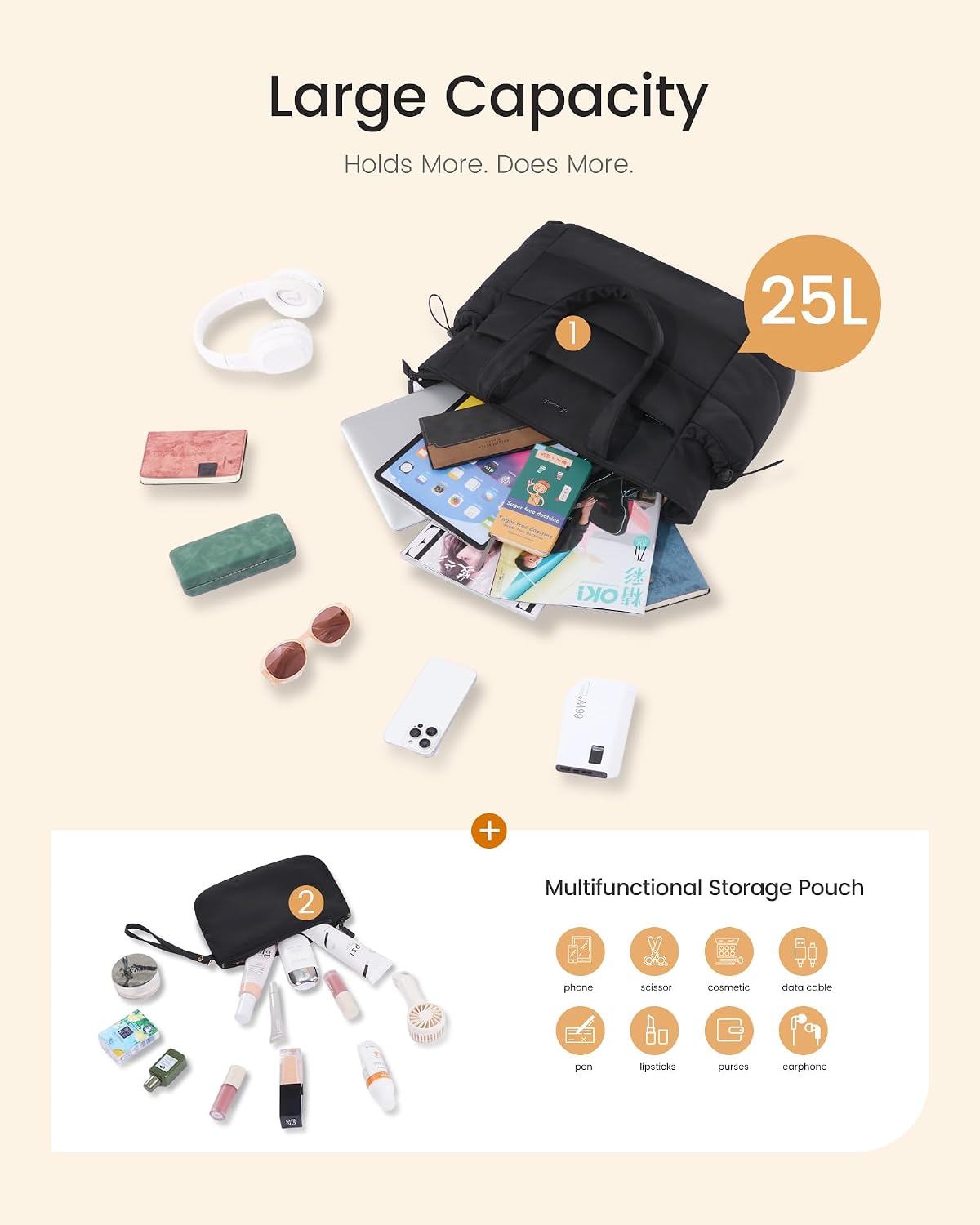 Detalle 2 de LOVEVOOK Bolso Tote Grande para Mujer