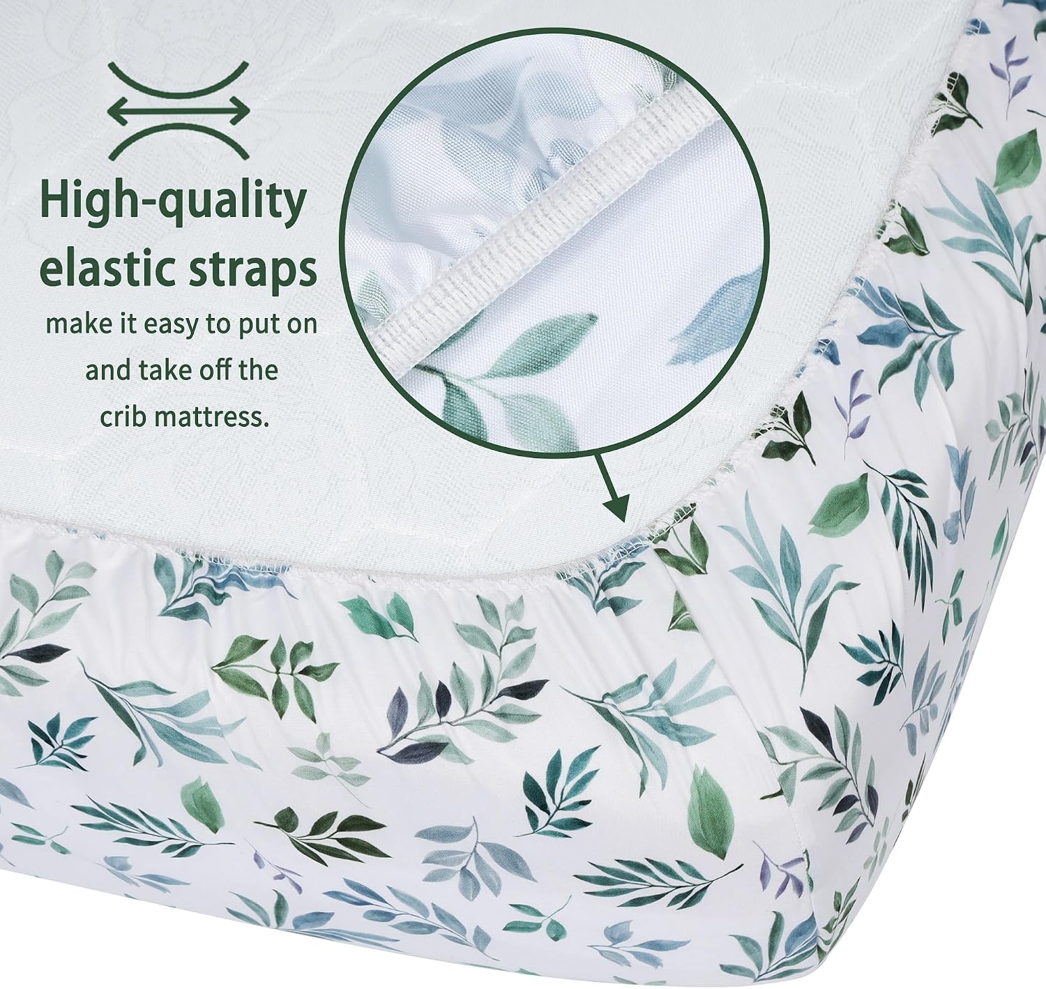 Detalle 1 de GUNTAIL 2-Pack Microfiber Crib Sheets, 52 x 28 x 8 in, Leaf & Green