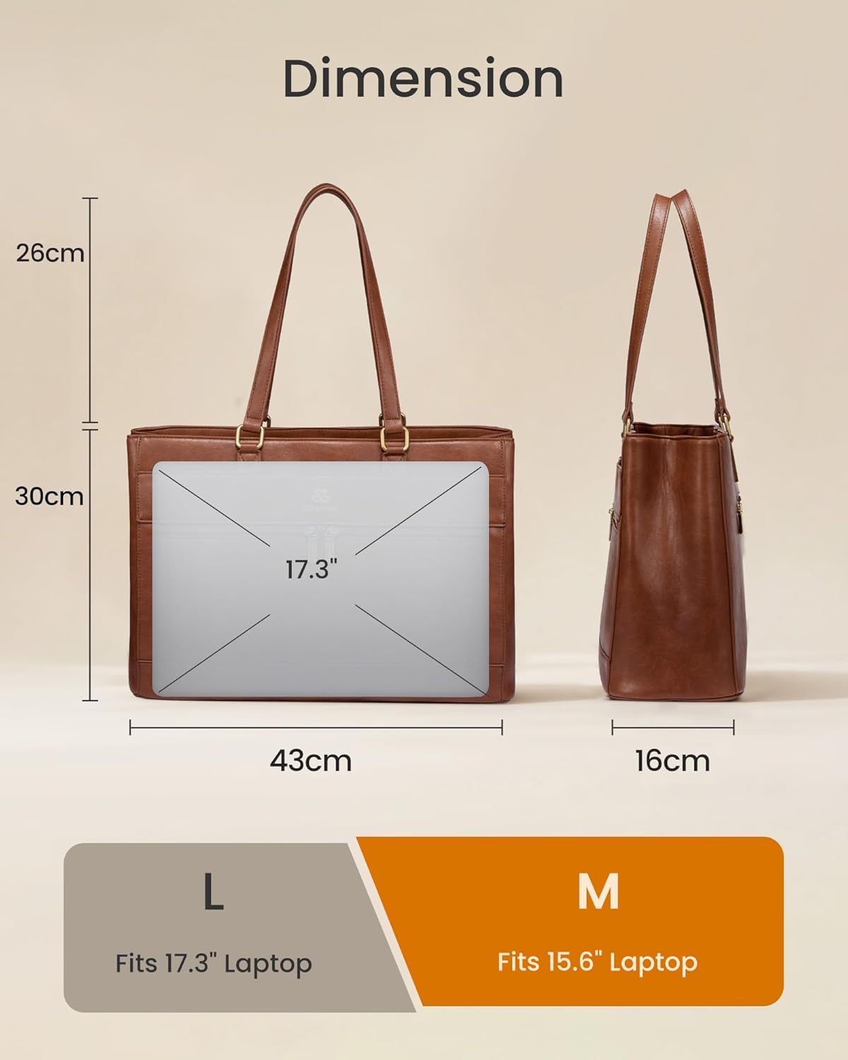 Thumbnail 5 de LOVEVOOK 17.3 Inch Laptop Handbag for Women – Vintage PU Leather Tote for Work, School and Travel