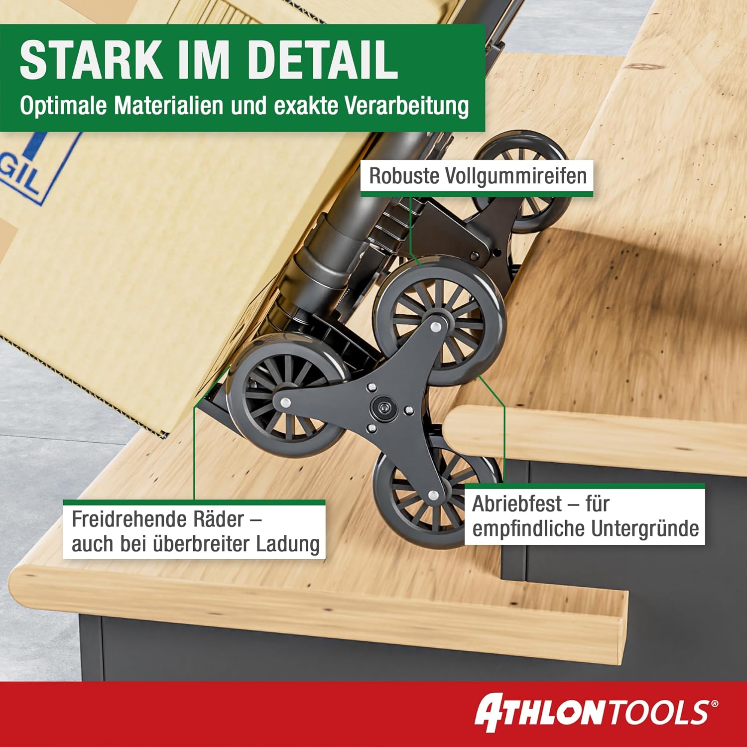 Thumbnail 3 de ATHLON TOOLS Treppensteiger Sackkarre klappbar aus Aluminium (TÜV geprüft) – extra langer Griff 110 cm