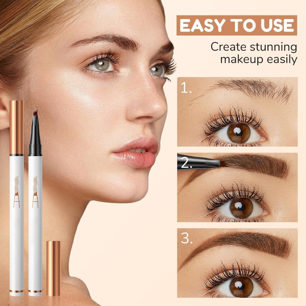 Thumbnail 5 de 2 Stück Magischer Microblading Augenbrauenstift mit 4 Mikrogabelspitzen – Dunkelbraun