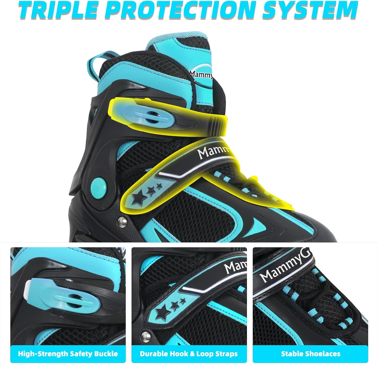 Thumbnail 1 de MammyGol Adjustable Inline Skates for Kids (4 Sizes) with Light Up Wheels