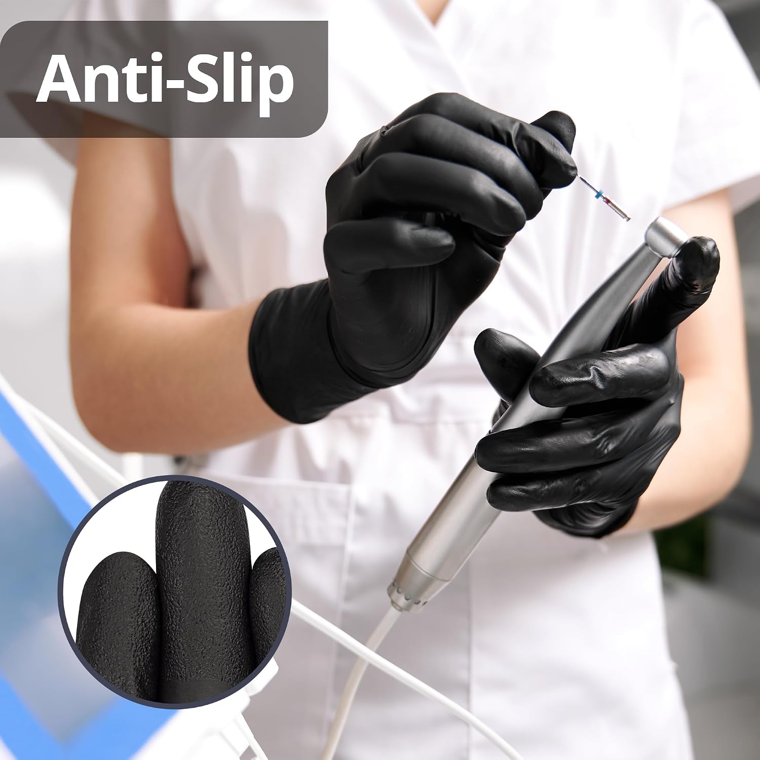 Thumbnail 4 de SwiftGrip Disposable Nitrile Exam Gloves, Black, Latex-Free, Textured Fingers