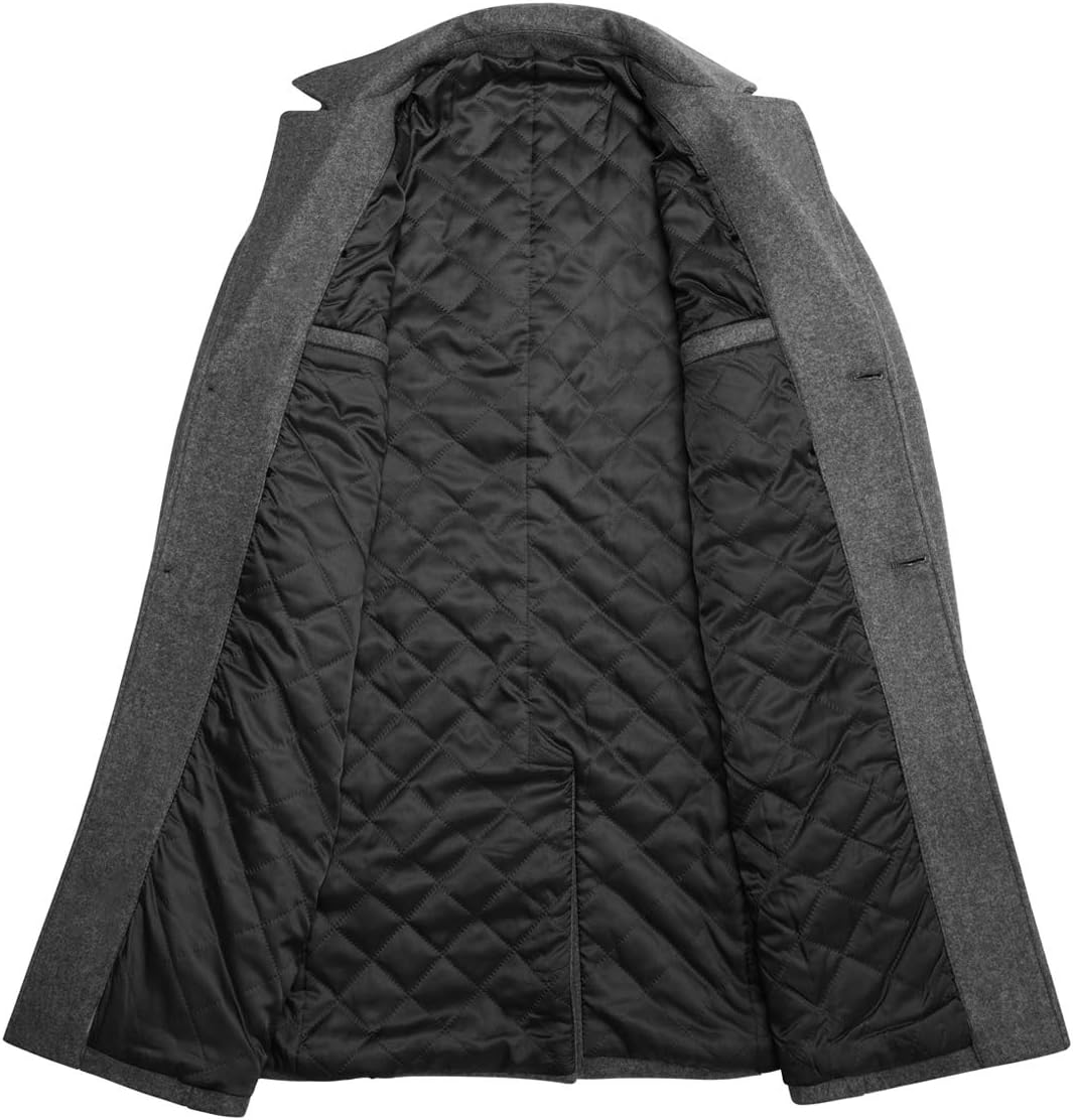 Detalle 1 de WULFUL Men's Slim-Fit Wool Winter Coat, Two Styles with Button Closure