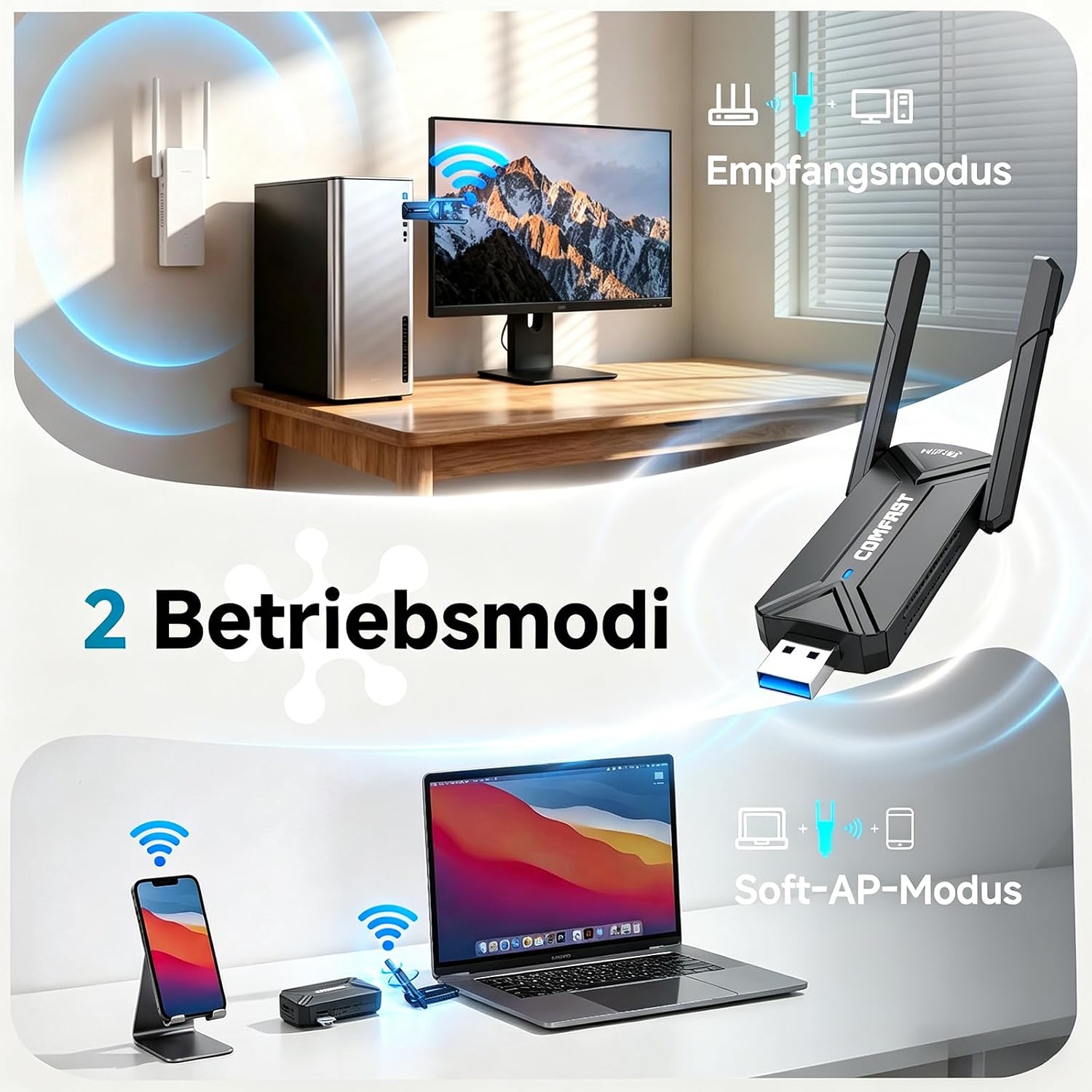 Thumbnail 5 de COMFAST WLAN Stick USB 3.0 – WiFi 7 mit Tri-Band, MU-MIMO & OFDMA