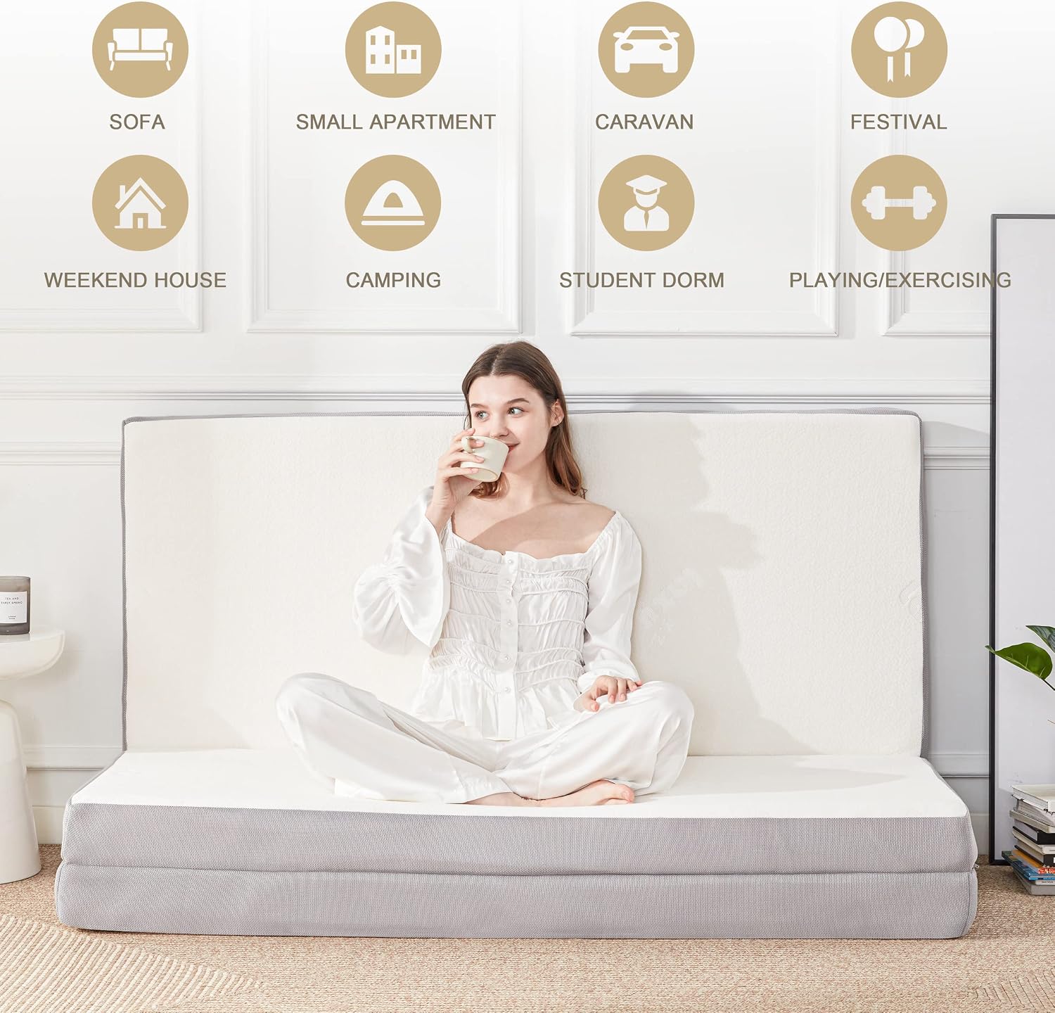 Thumbnail 6 de Lazyzizi 005 Tri-Fold Memory Foam Mattress, 4-Inch Queen with Bamboo-Fibre Cover