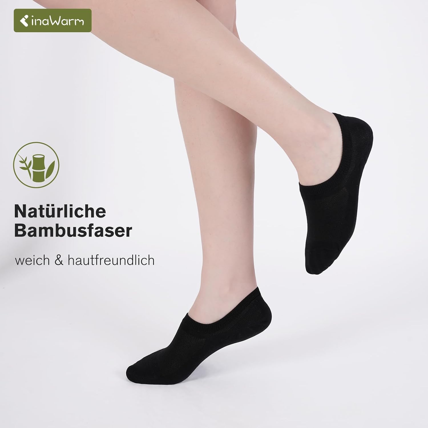 Thumbnail 6 de inaWarm Bambus No-Show Füßlinge Damen 6/10 Paar – Unsichtbare Sneaker-Socken mit rutschfestem Silikon