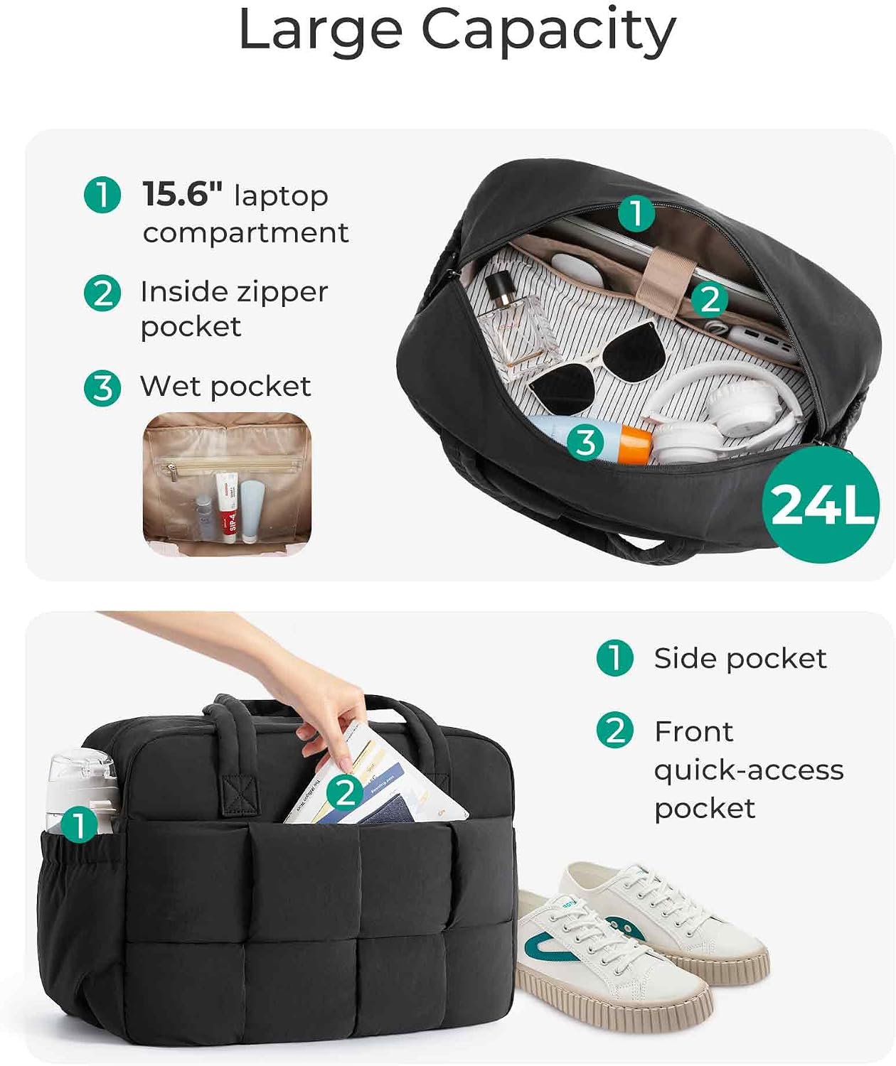 Thumbnail 1 de BAGSMART 24L travel bag for overnight trips with wet pocket and laptop compartment
